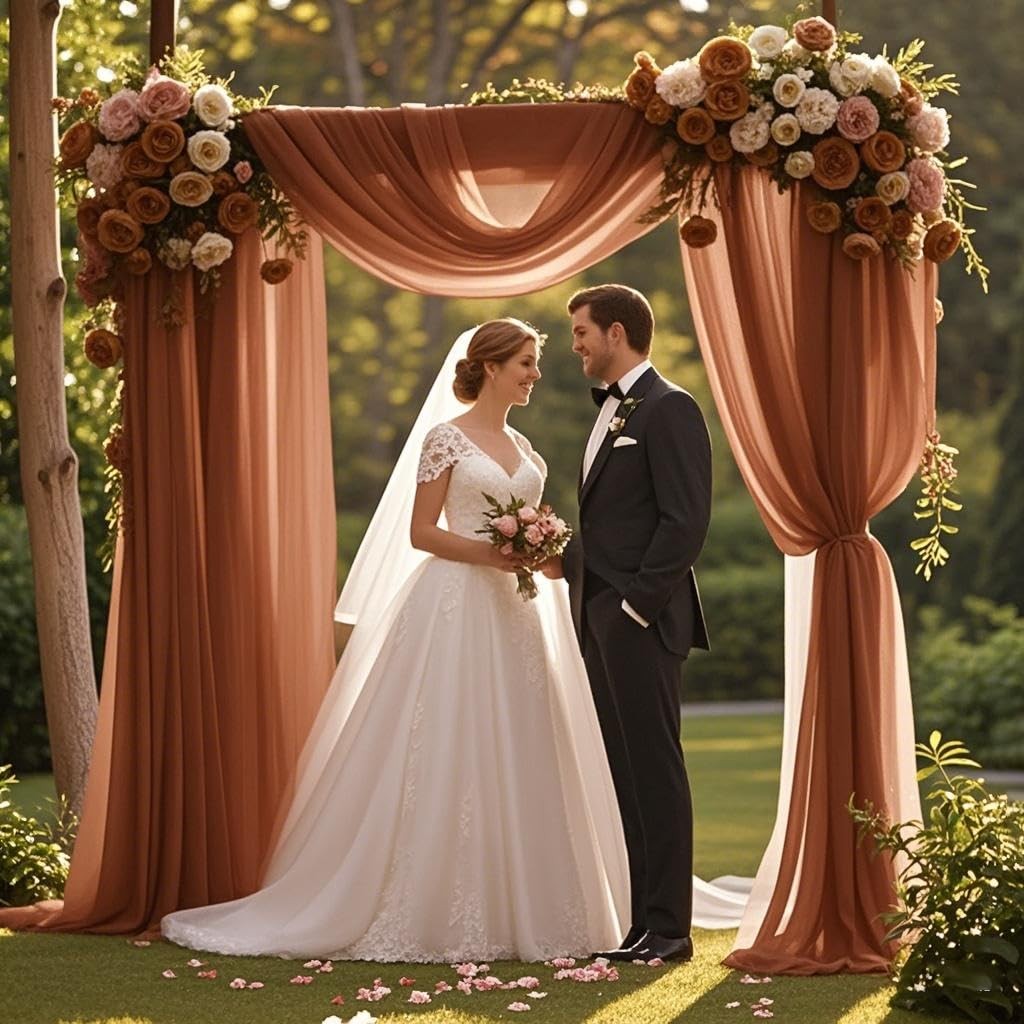 Russet Chiffon Sheer Wedding Arch Draping Fabric Curtain 29 In x 20ft