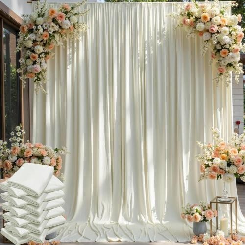 60x12ft Ivory Backdrop Curtain, 12 Panels Wrinkle Free Drapes for Wedding Party