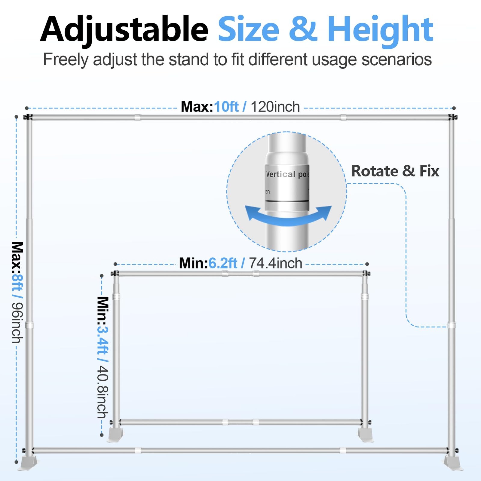 10 x 8FT Backdrop Banner Stand, Heavy Duty Adjustable Photo Background Suppor…