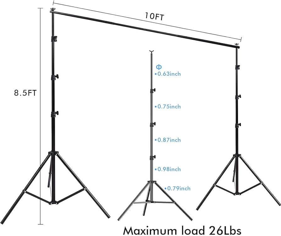 10’ft x 8.5’ft White Backdrop Photography Screen WITH Adjustable Stand AND Case