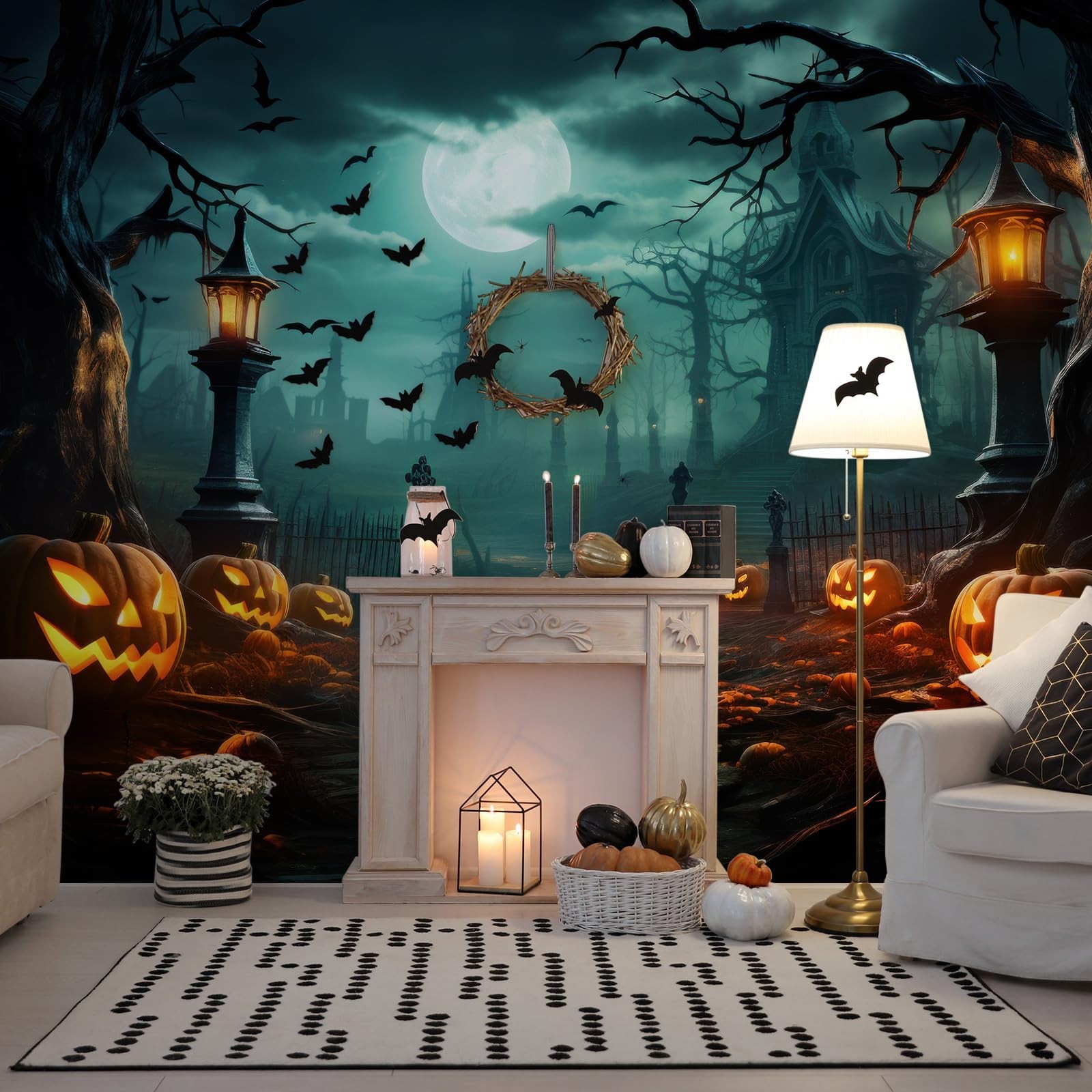 Peryiter Halloween Backdrop for 7x5ft, Multicolored (as shown in the picture)