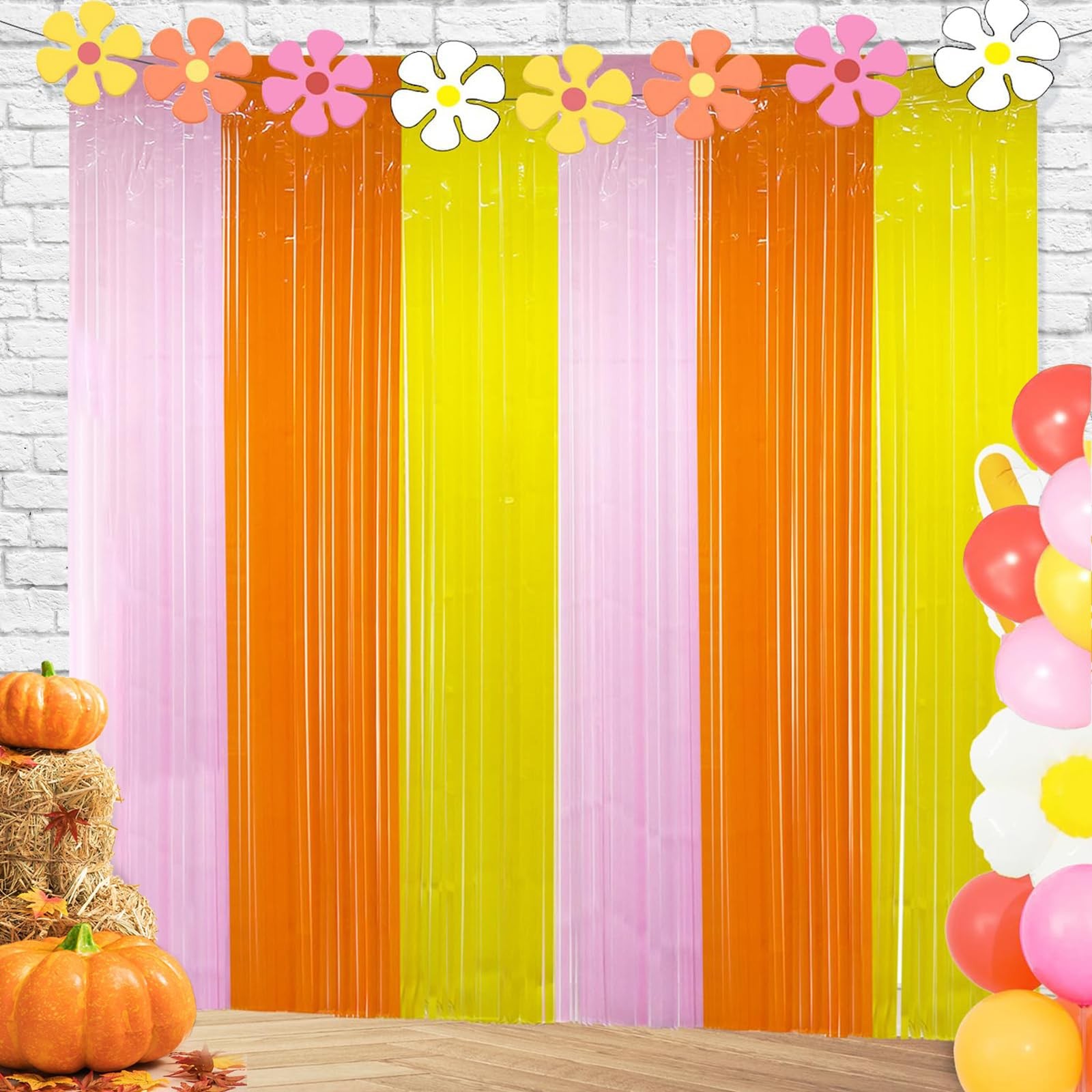 Groovy Foil Fringe Curtains Backdrop Birthday Party Decorations, 2 Pack 3.28 …