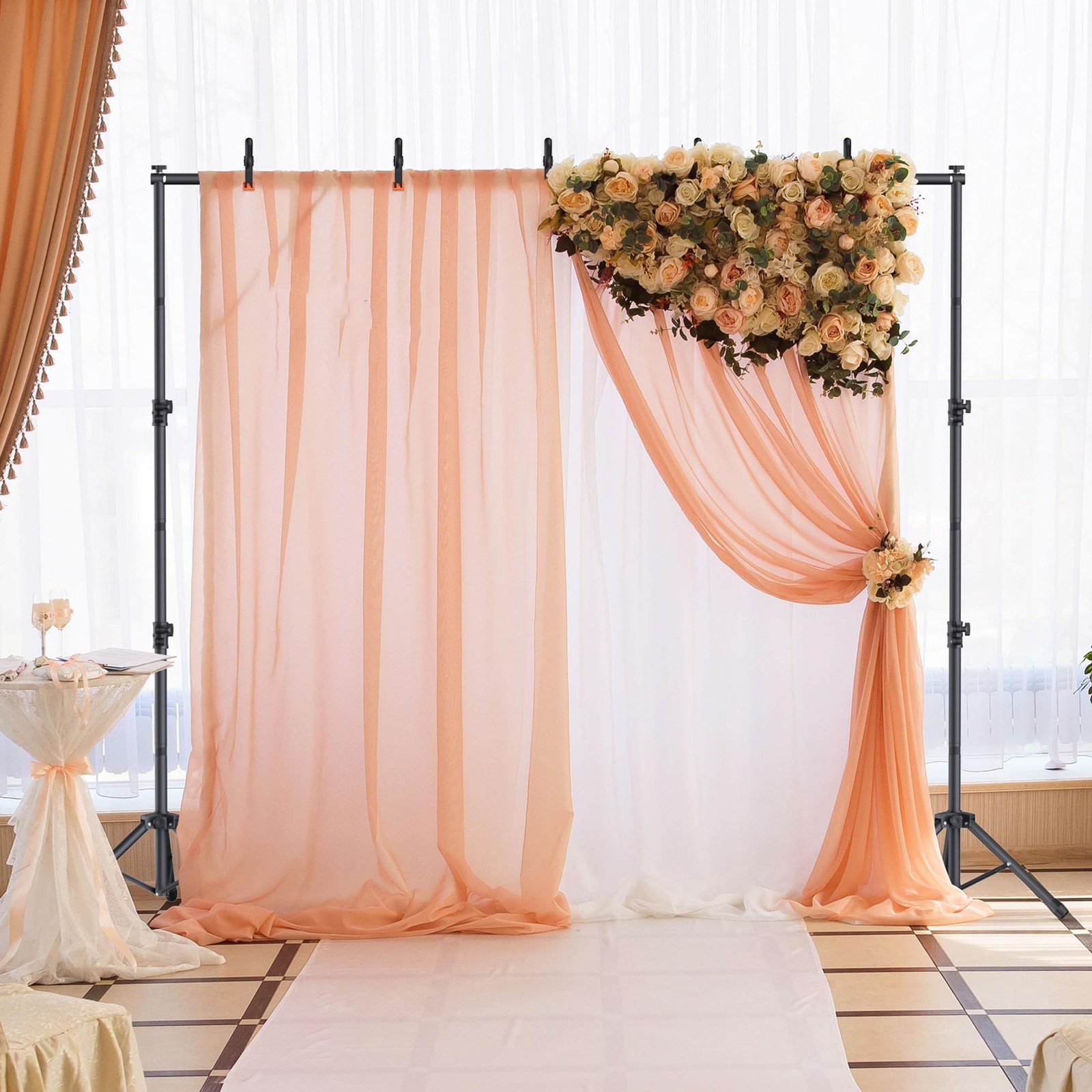 Backdrop Stand 10×7.5ft, Height Adjustable and Width Adjustable Backdrop Stan…