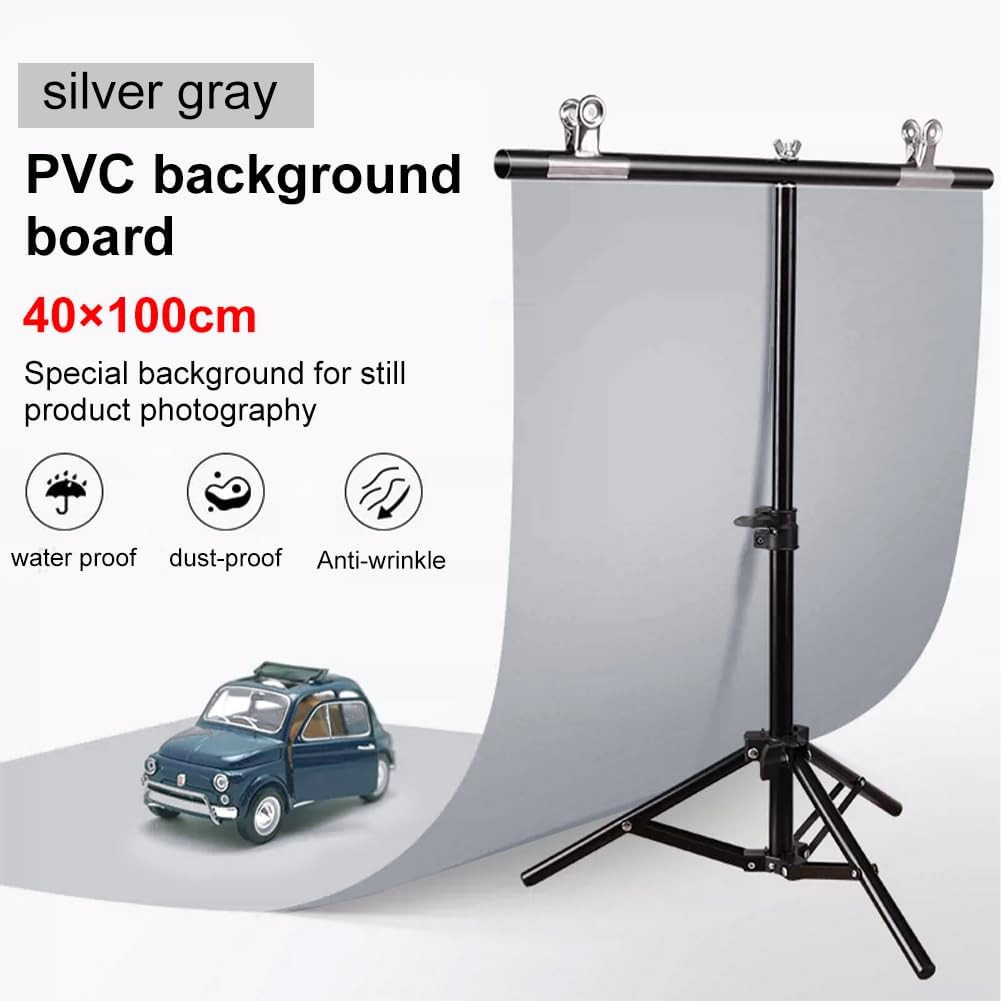Gray Photography Backdrop Display Board, 15.7×39.3inch Matte PVC Vinyl Photo Bac
