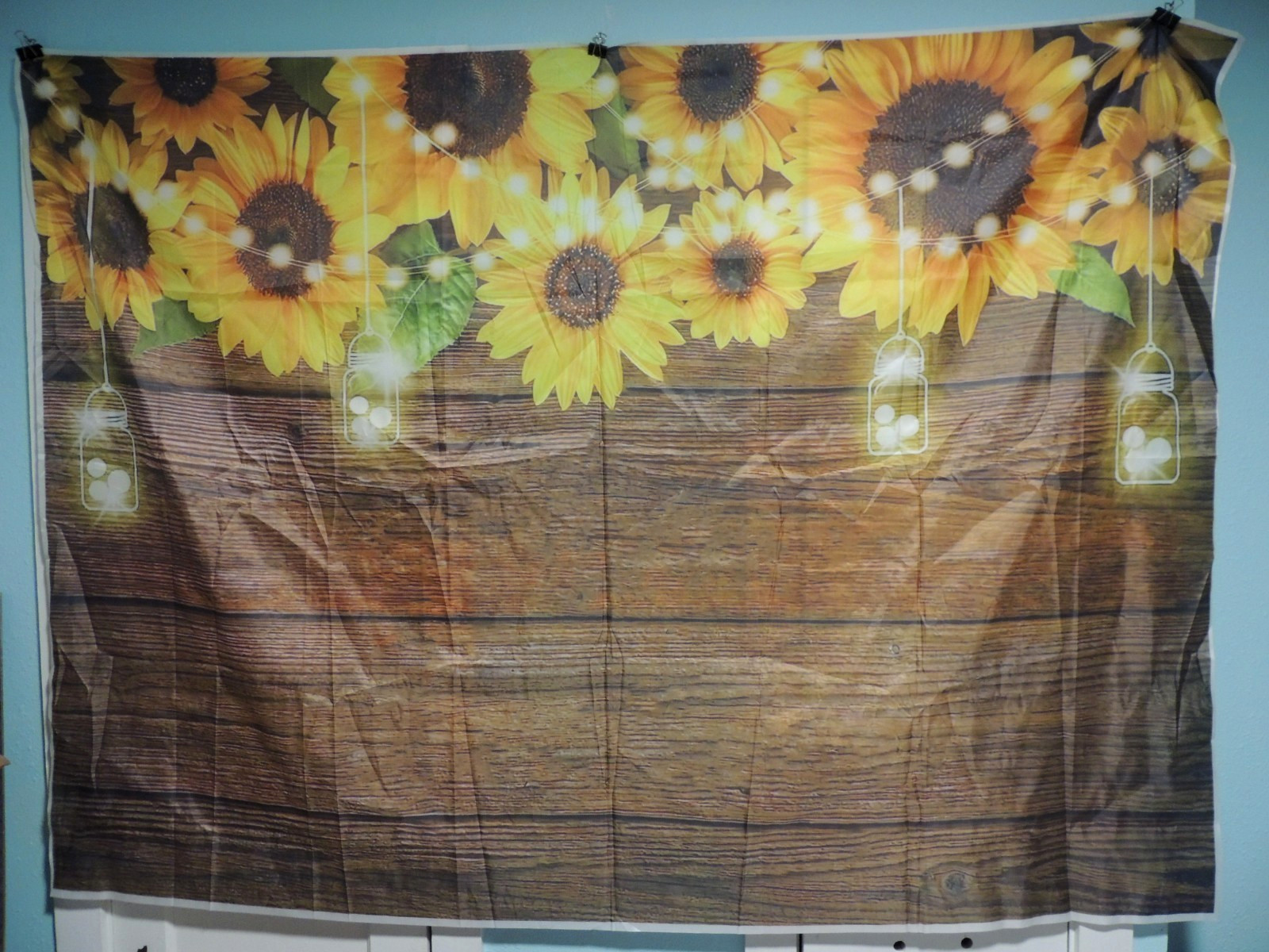 7 x 5 Photo Backdrop image sunflowers & Lights Yellow Brown Green