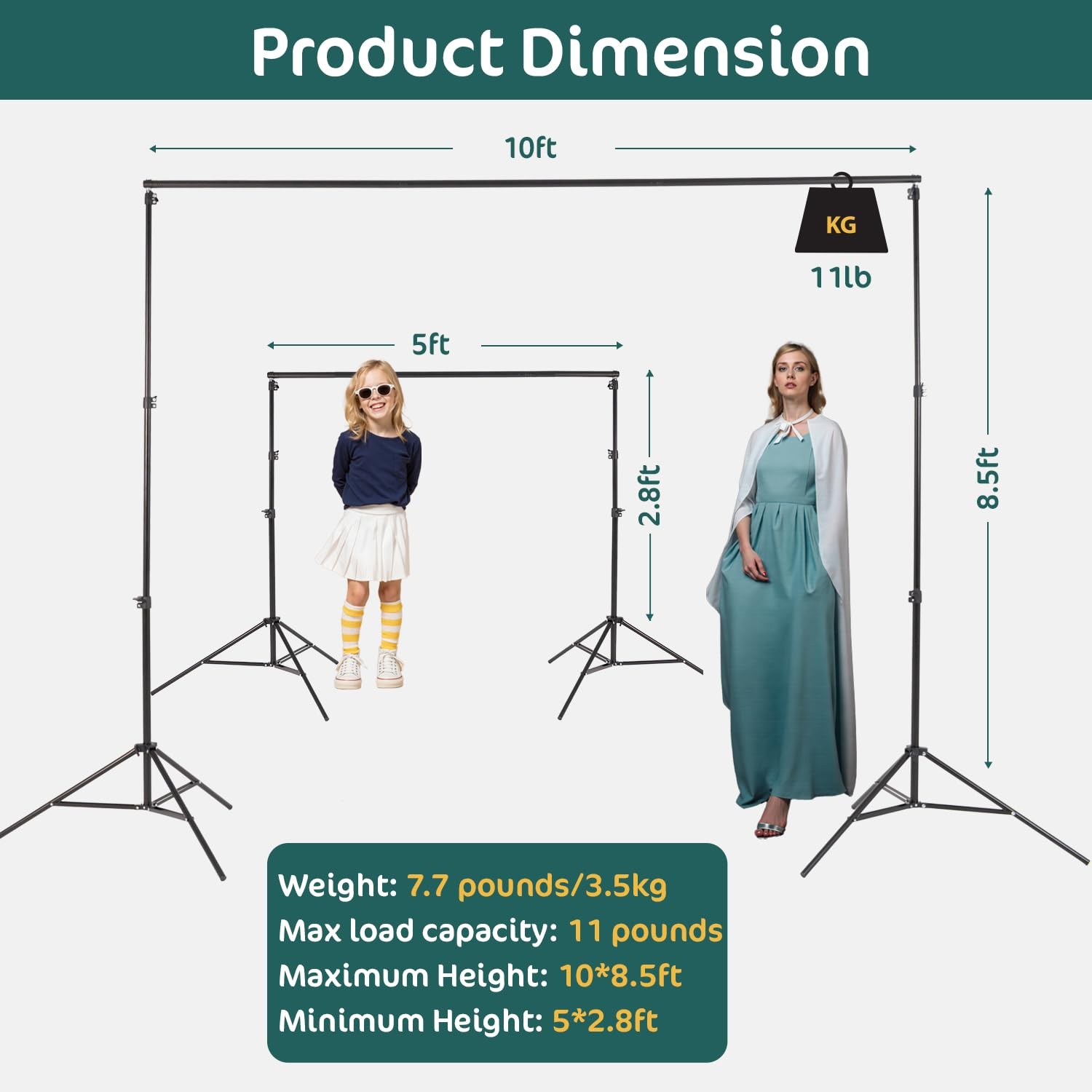 Photo Backdrop Stand 10×8.5ft Adjustable Background Stand Kit for Photography…