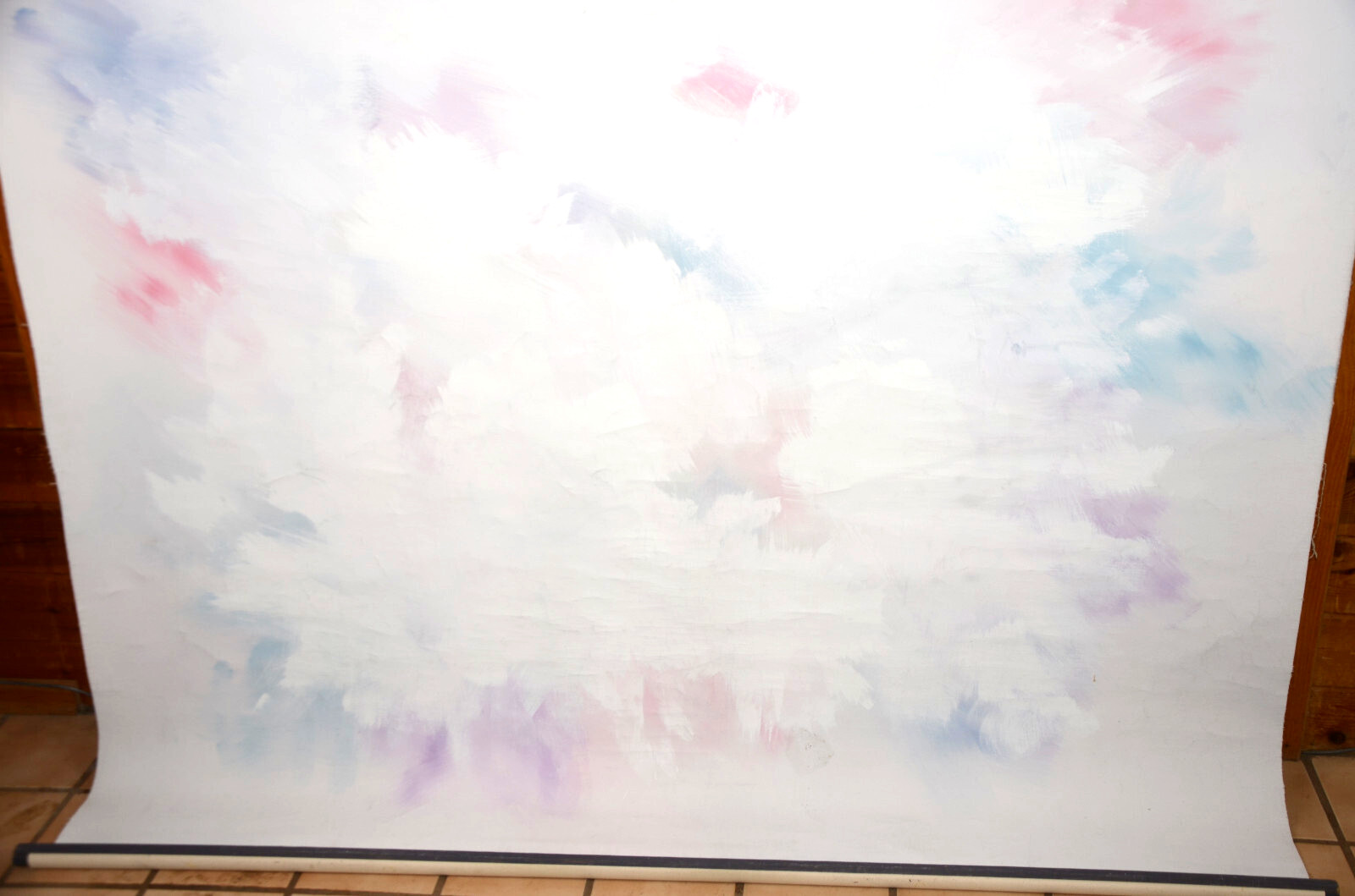Photography Backdrop Hand Painted Pastel Pink Blue Brushstroke Vtg Large 80×70