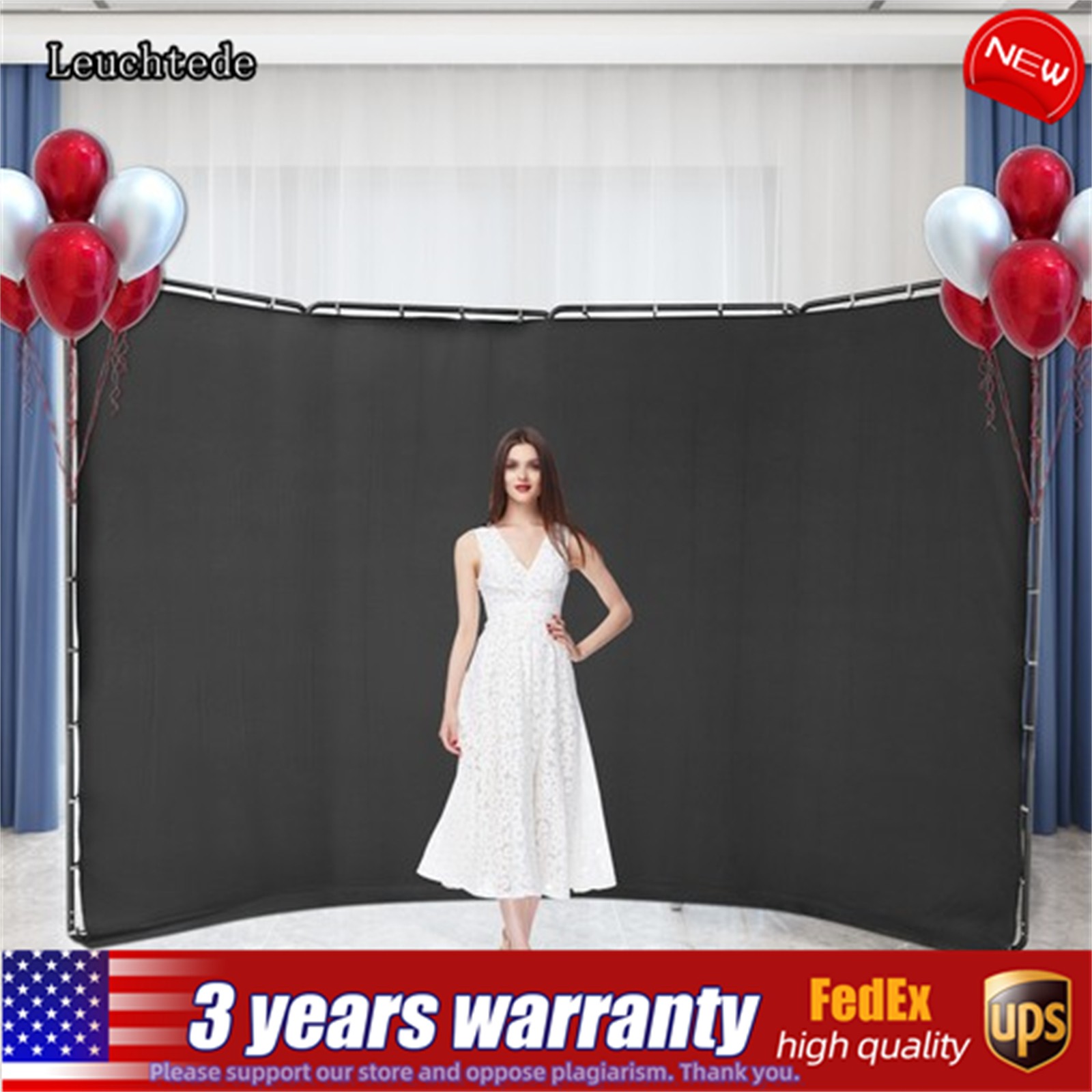 Backdrop Stand Floor Standing Photography Backdrop Stand w/Black Cloth 4*2.4m