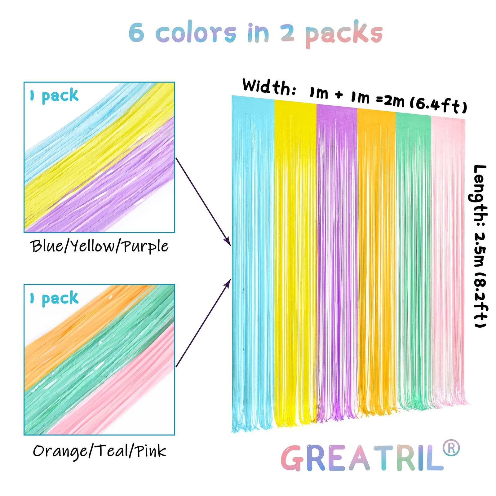 Pastel Tinsel Curtain Party Backdrop – GREATRIL Color One Size,