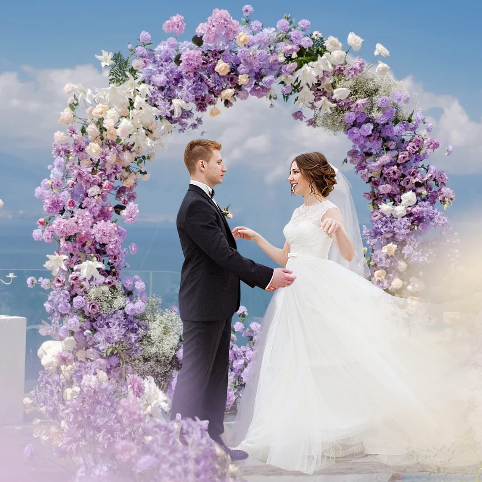 Round Backdrop Stand 7.2FT Circle Balloon Arch Frame Circle Backdrop Stand Go…