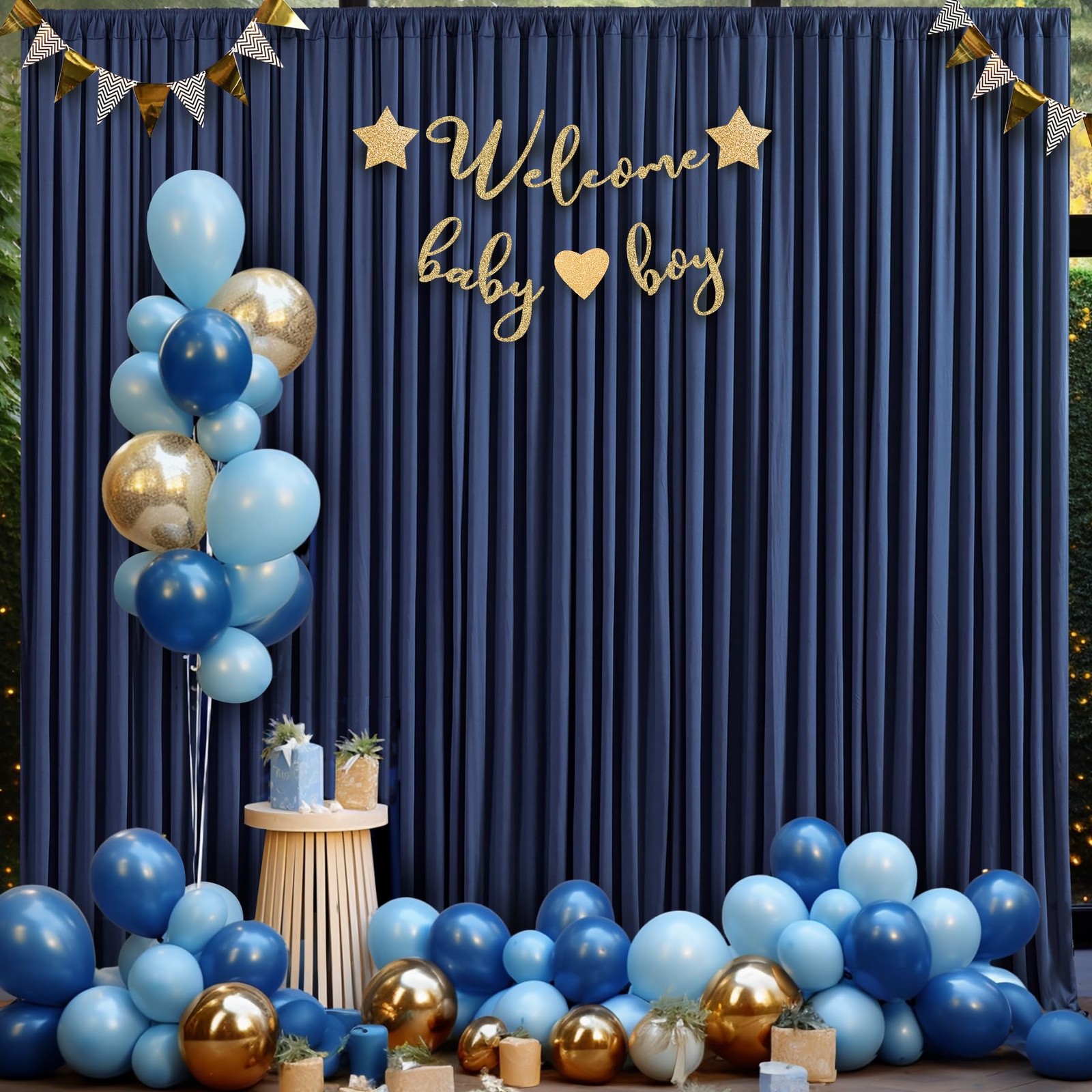 10×10 Ft Navy Blue Backdrop Curtain Wrinkle Free Photo Background Drape Panel
