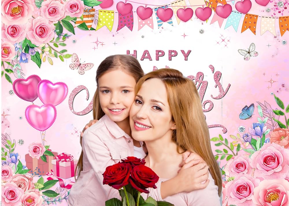 7X5ft Happy Mother’s Day Backdrop Watercolor Flower Background Mothers Day Birth