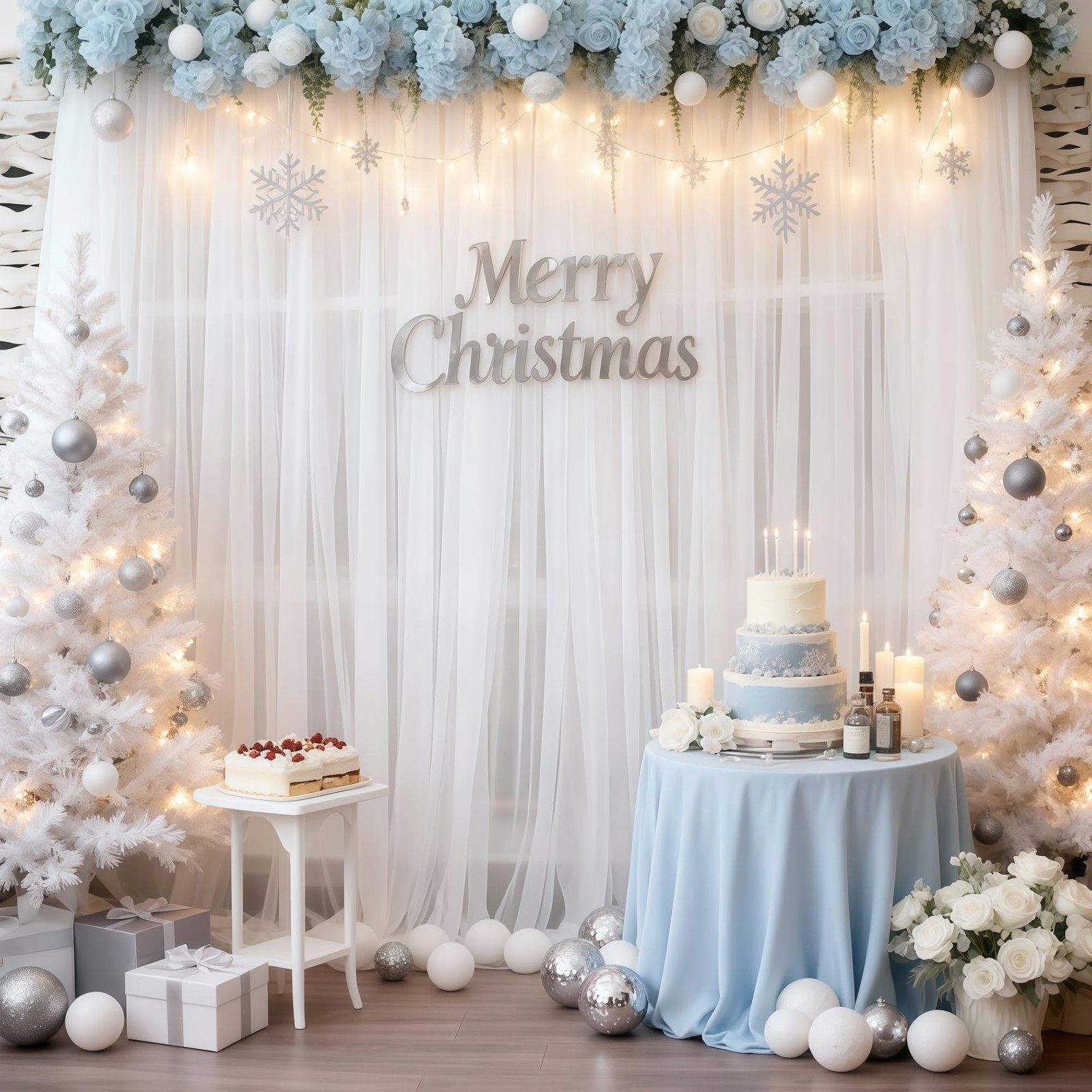 White Tulle Backdrop Curtains Sheer Wedding Photo Background Drapes 10×10 Ft