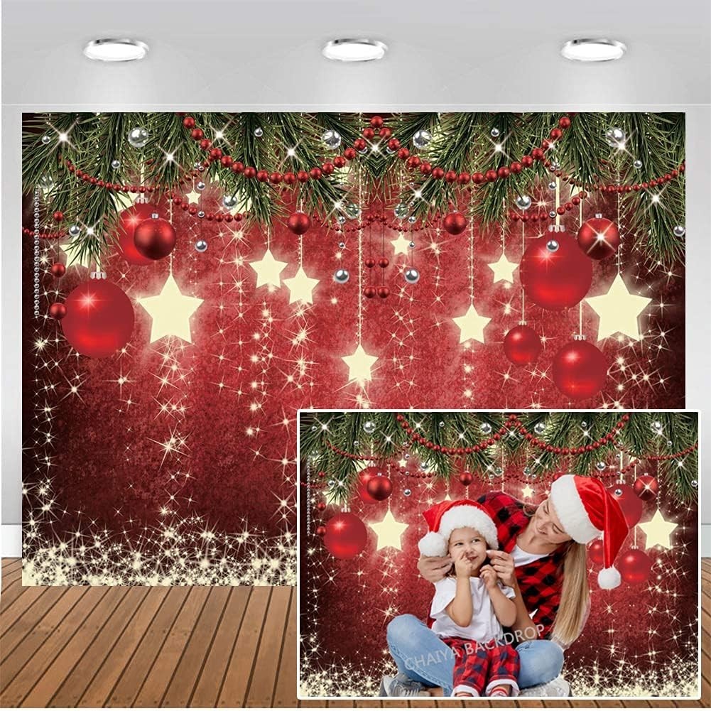 Festive 7x5ft Red Ball Christmas Backdrop for Holiday Parties