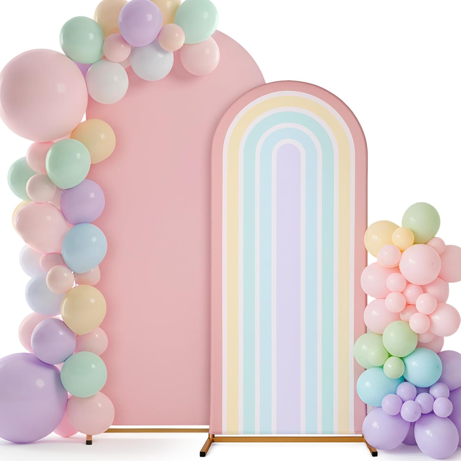 7.2 Ft + 6 Ft Rainbow Arch Backdrop Stand Covers Pastel Background Arched Stretc