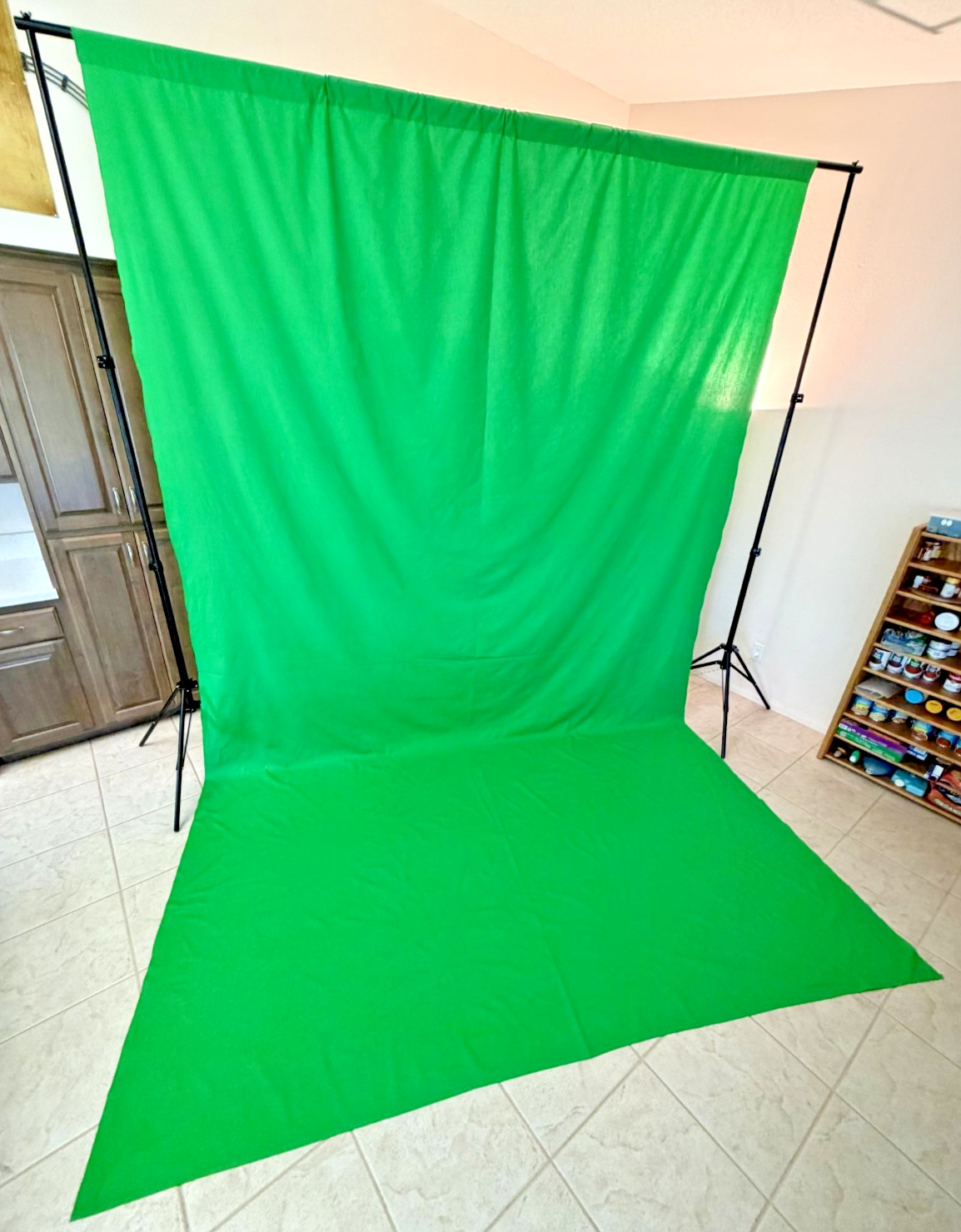 Green Backdrop Dual-Pole Stand Kit & Carry Case Portable Large-Scale 9.25×14.5ft