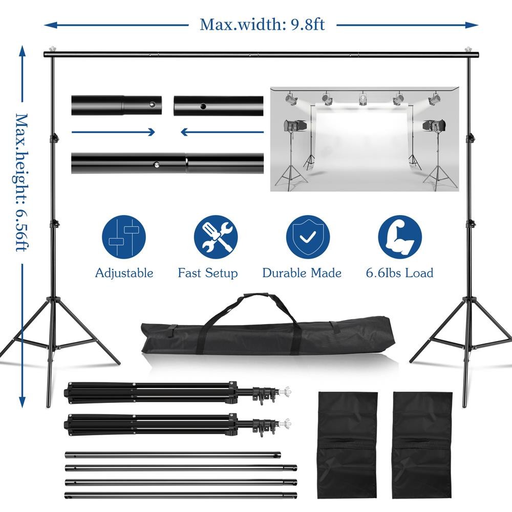 10Ft Heavy Duty Photography Background 2*3m Backdrop Support Stand Kit With Case