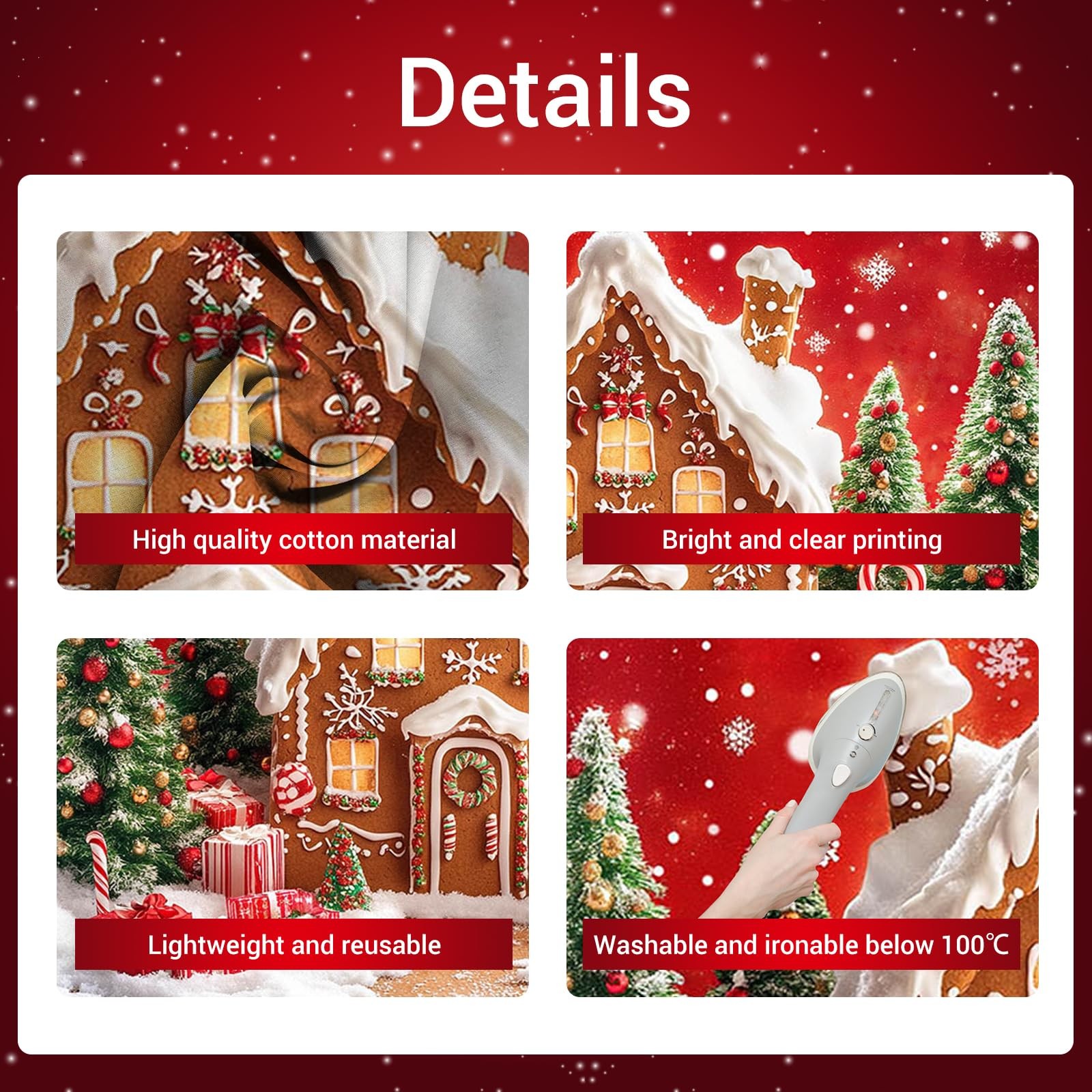 10x7FT Christmas Backdrop Gingerbread House Photo Xmas Holiday Photography