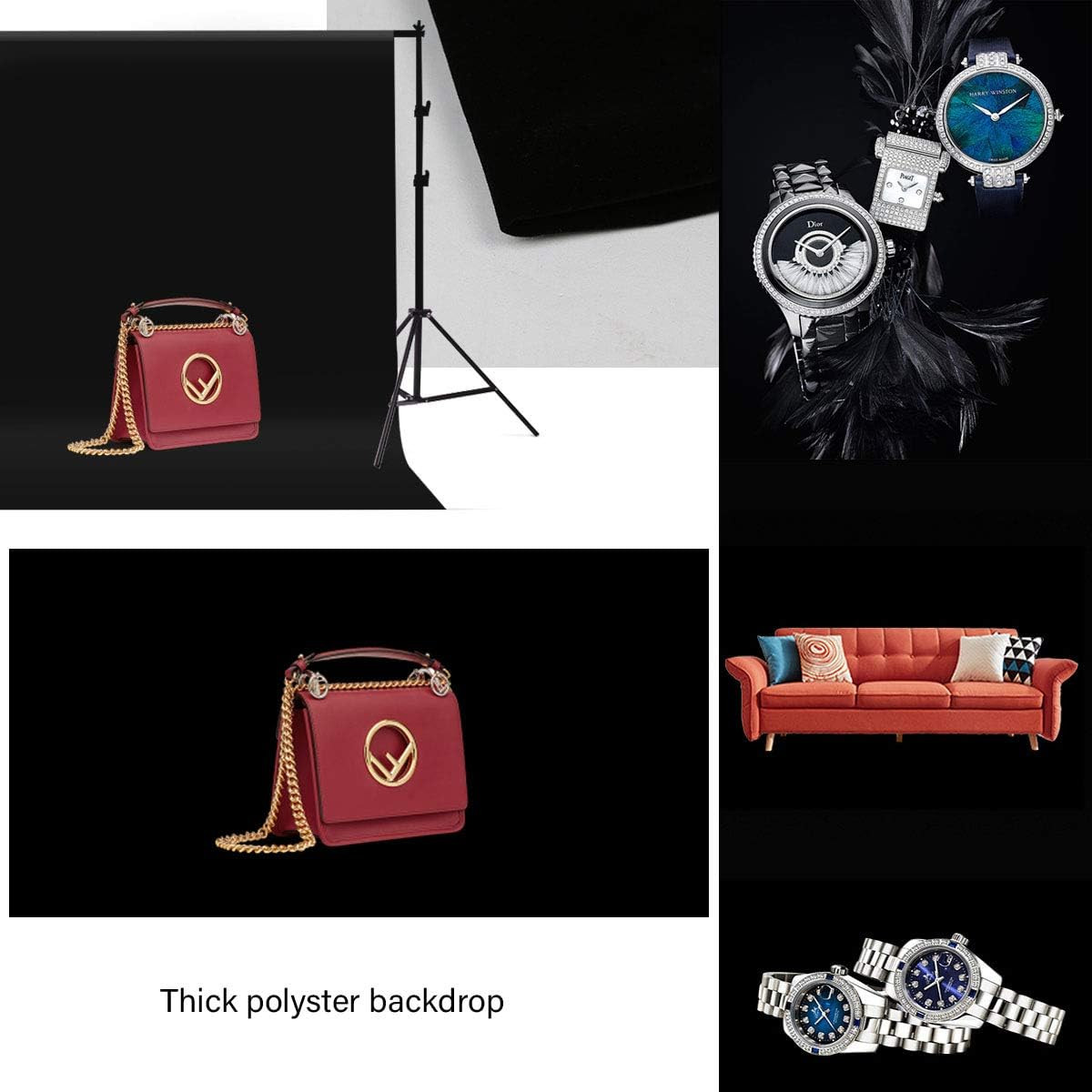Black Backdrop for Photography Durable Fabric Background Photo Backdrop Video Ph