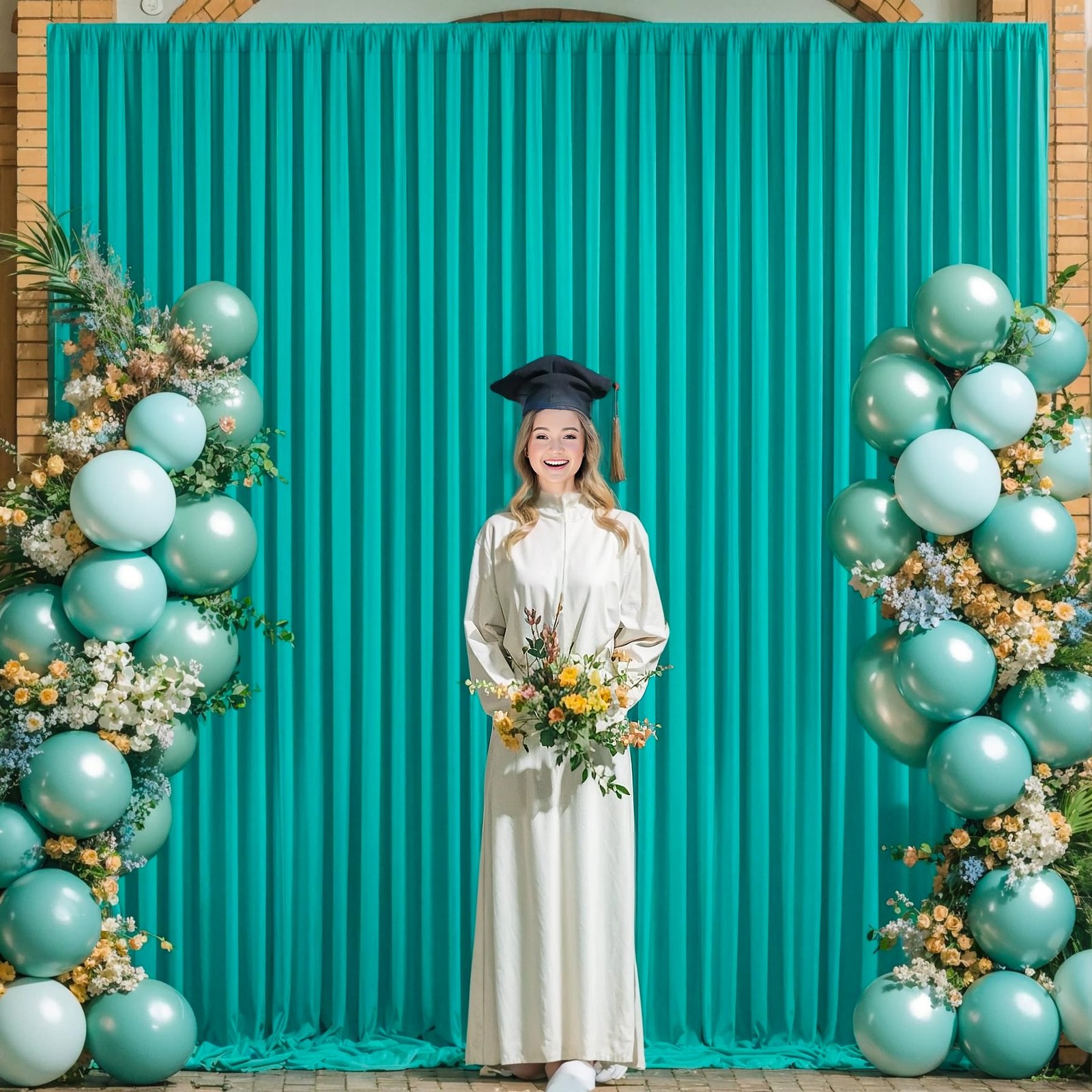 10×10 FT Turquoise Backdrop Curtain Wrinkle Free Drapes 5×10 FT 2 Panels