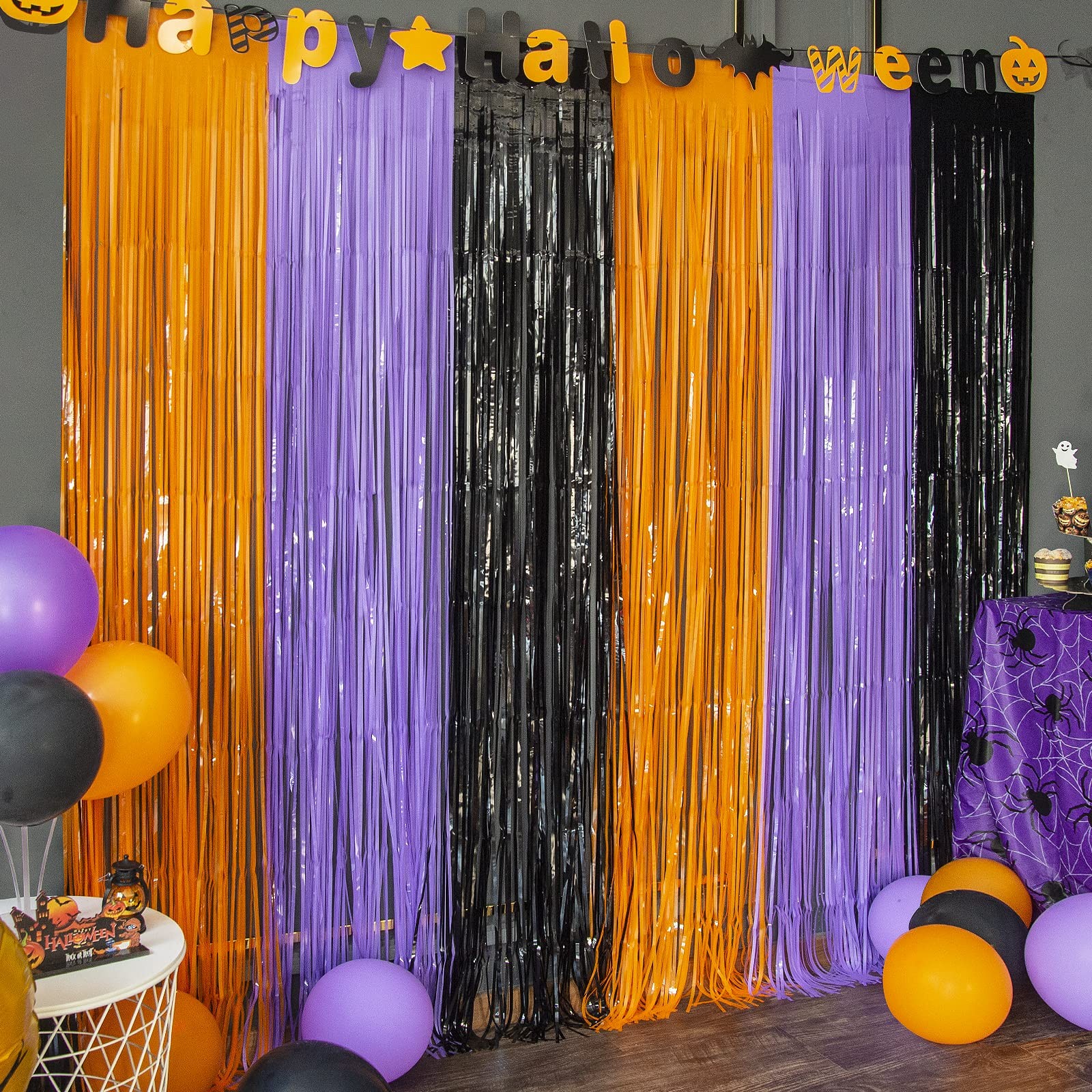 LOLStar 3 Pack Orange Purple Black Photo Booth Props,3.3 X 6.6 ft Halloween …