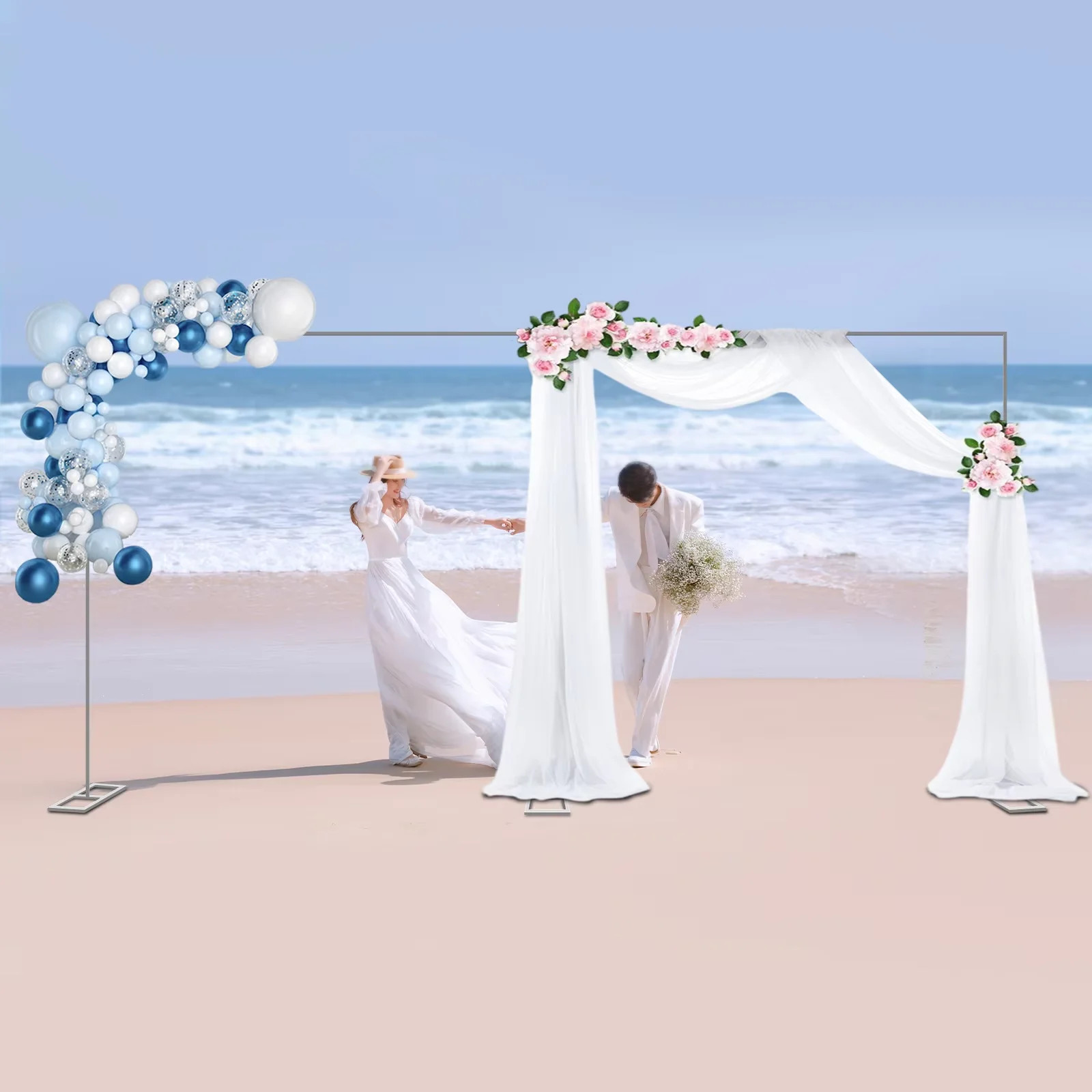 3x6m/10x20ft Metal Wedding Arch Stand Heavy Duty Photography Backdrop Curtain