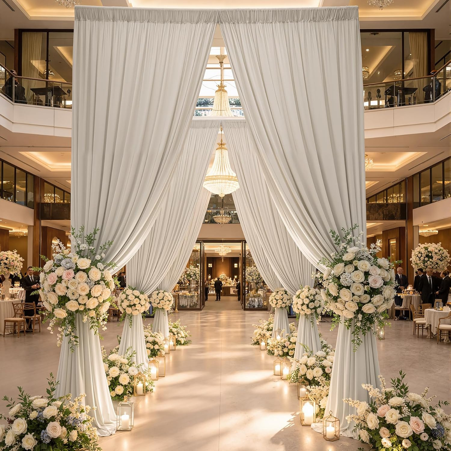 50Ftx15Ft Beige Backdrop Curtains for Parties, Wrinkle Free Polyester Beige Phot