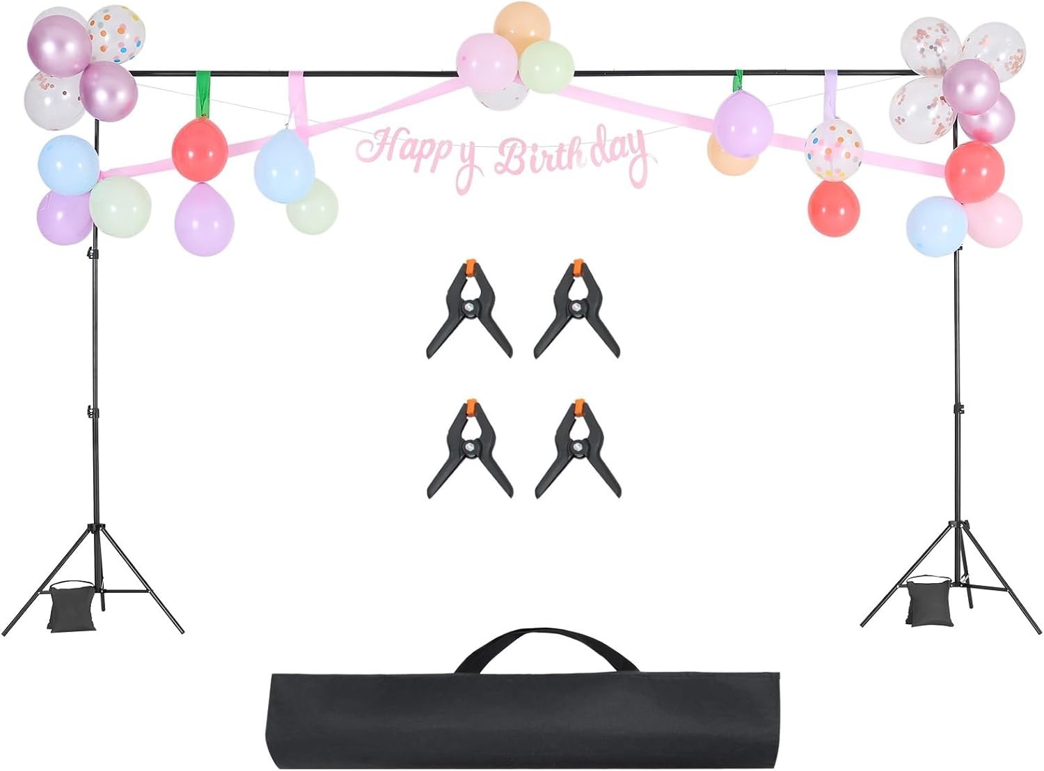 6.5×10 ft Adjustable Metal Backdrop Support Stand Kit for Photo Studio