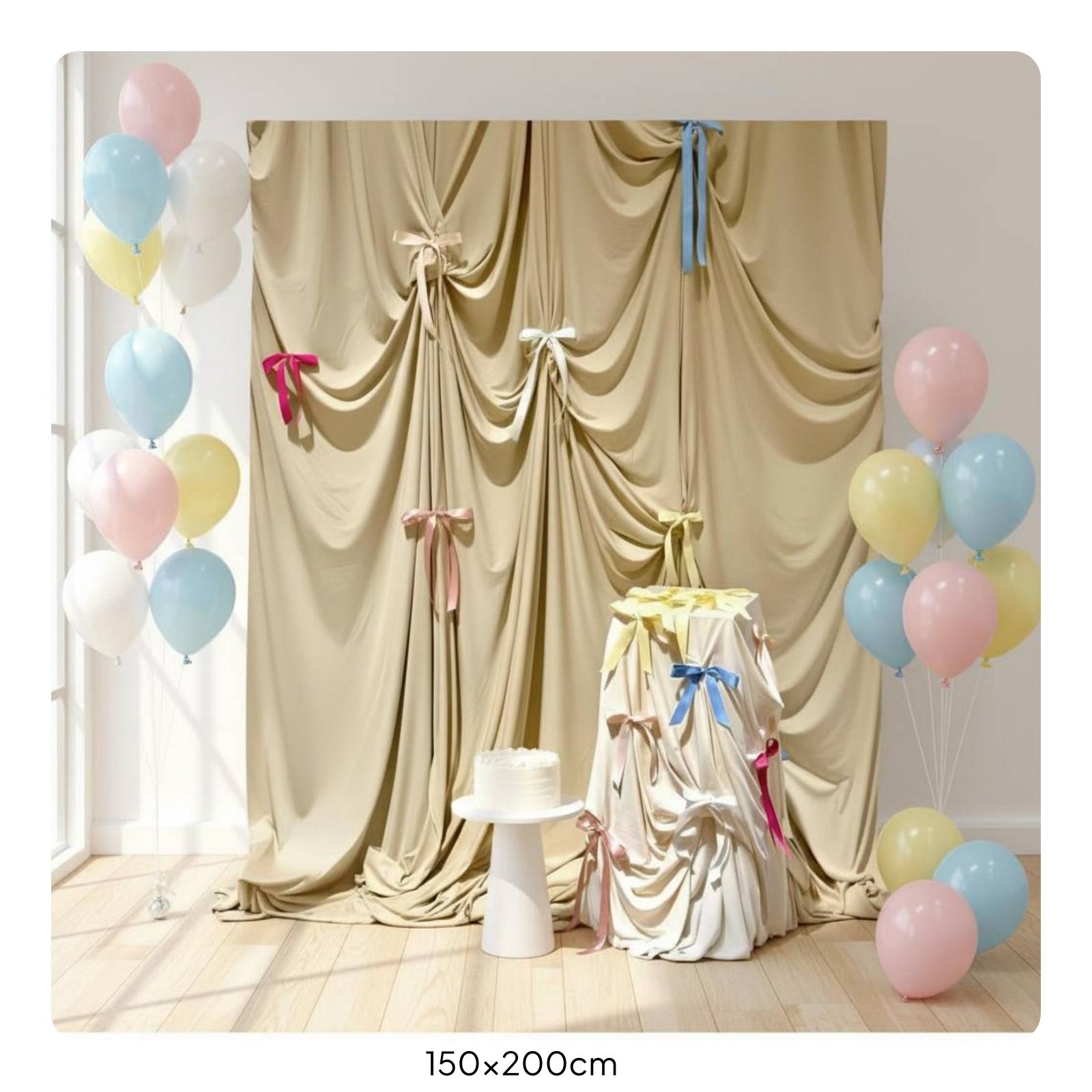 Bowknot Background Material Trendy Design Pleated Backdrop Cloth