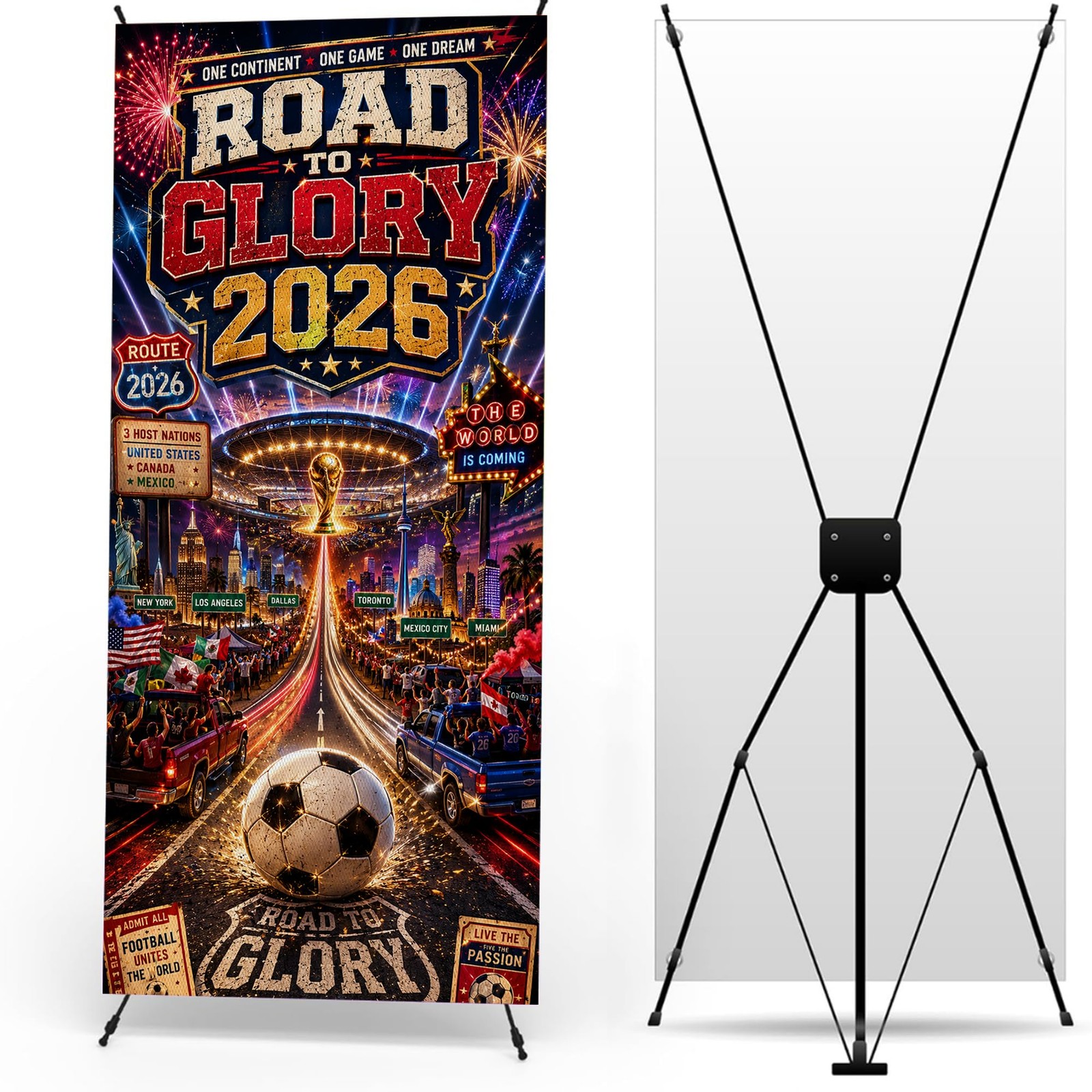 X-Stand Banner Display for Soccer Decorations by DC Compatible with F1FA | Fo…