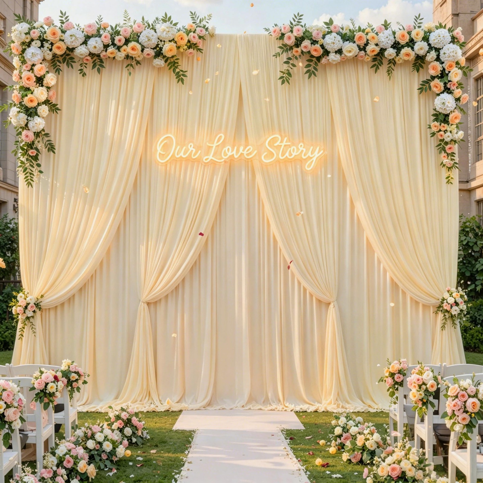 50x10ft Champagne Backdrop Curtain Panels W5′ x H10′(10 panels),