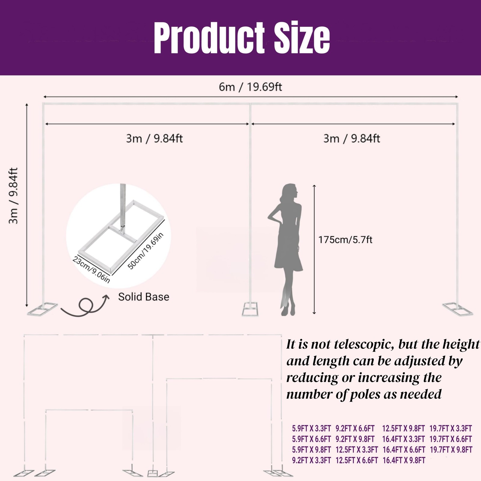 10x20ft Backdrop Stand, Wedding Party Backdrop Stand Pipe Kit Curtain Frame, …