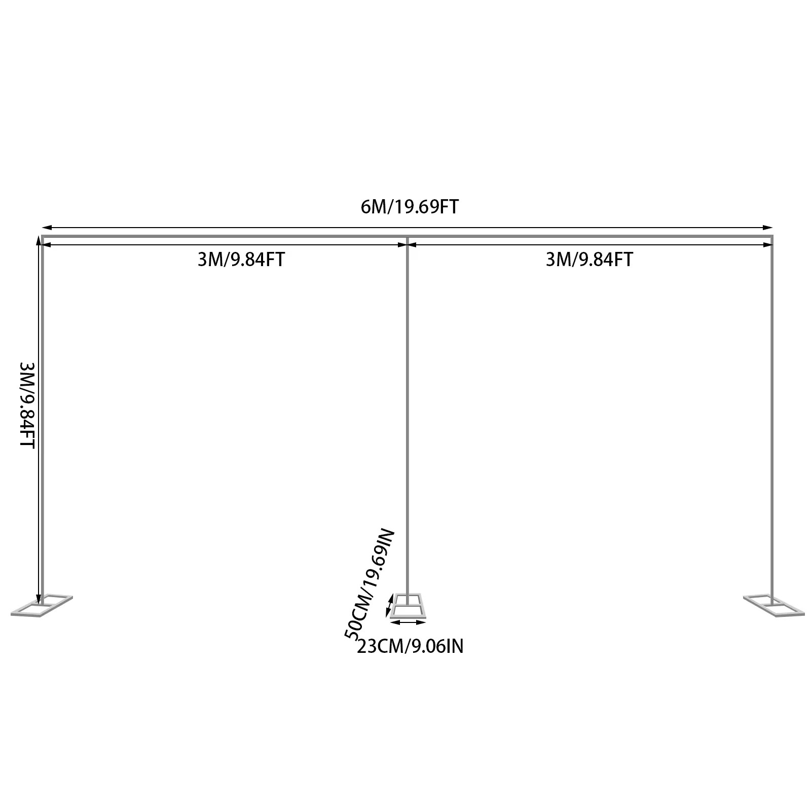 3x6m/10x20ft Metal Wedding Arch Stand Heavy Duty Photography Backdrop Curtain