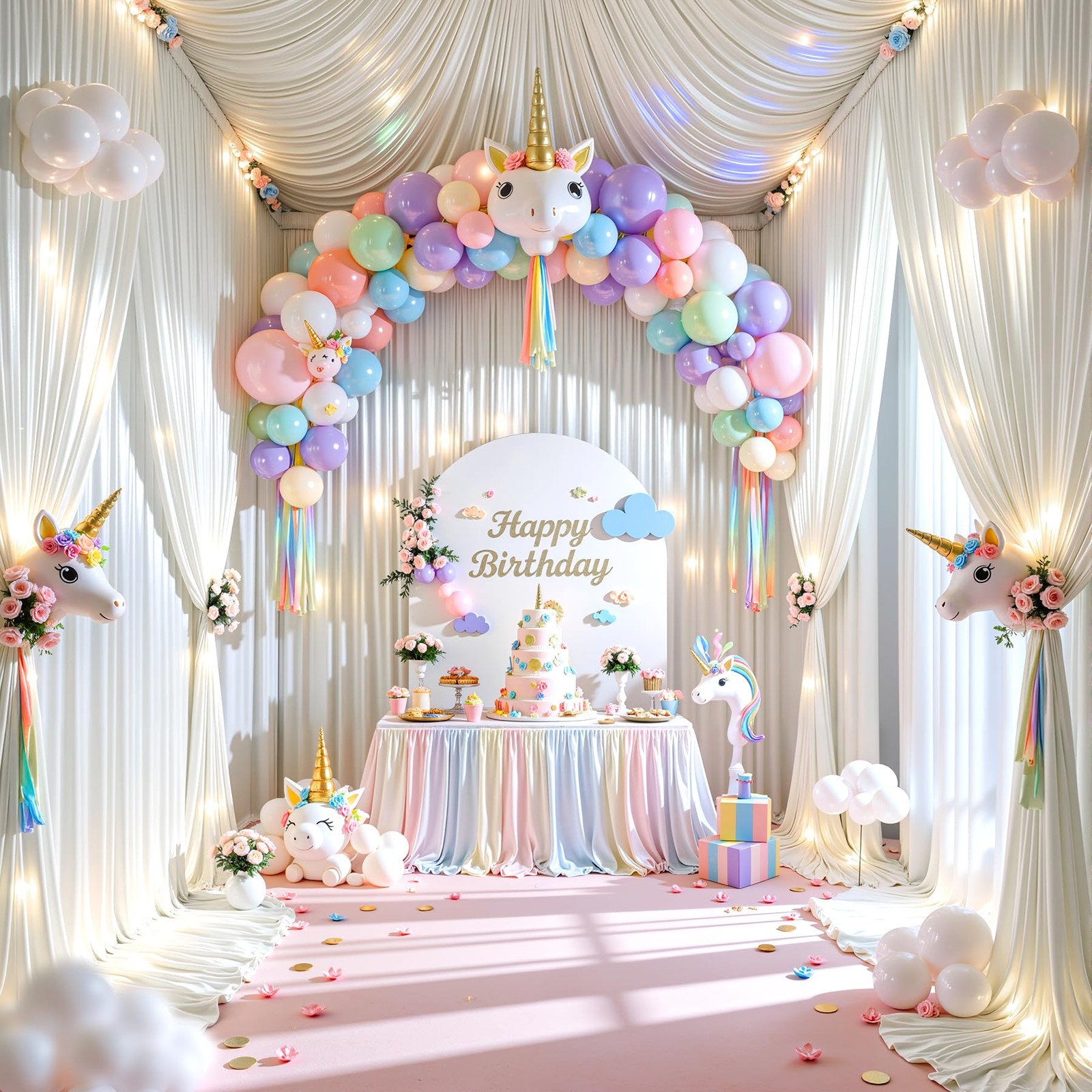 2 Panels 5x12ft Ivory Satin Backdrop Curtains Wrinkle Free Photo Wedding Party