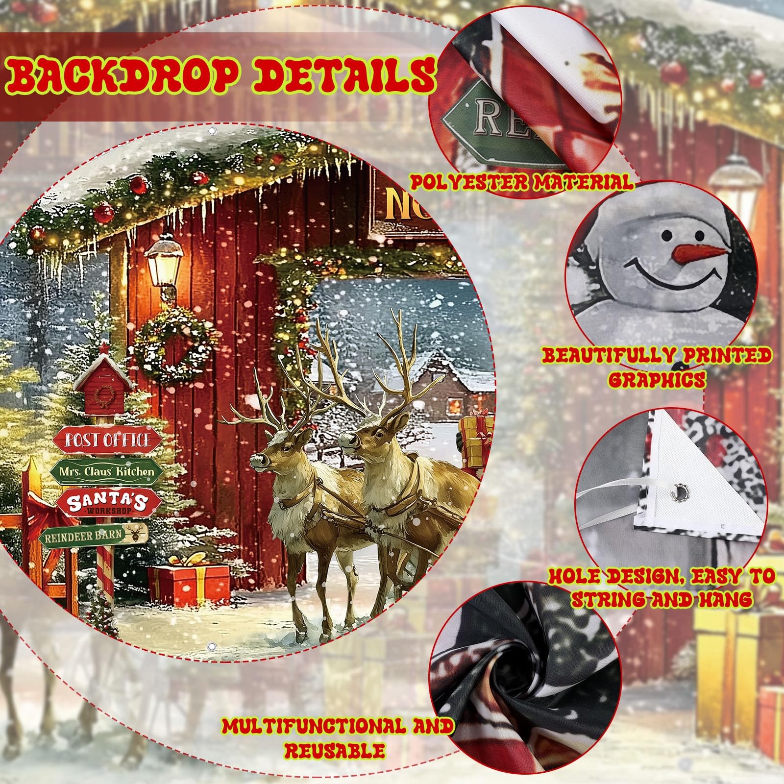 6 x 13 ft Christmas Garage Door Banner Cover North Pole Snowy Xmas Tree Photo…