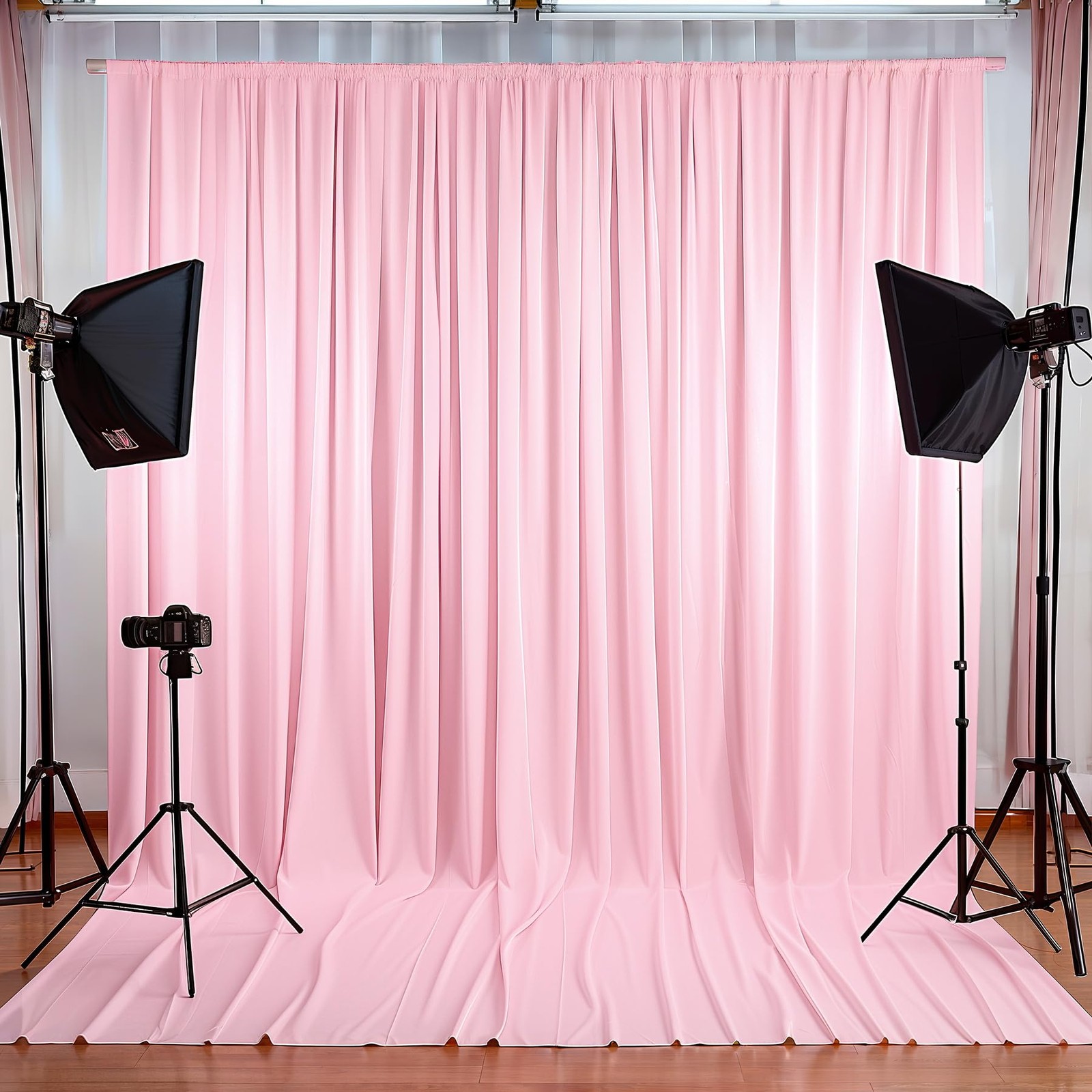 New 10x10ft Pink Backdrop Curtains for Wedding Parties Wrinkle Free Photo Drapes