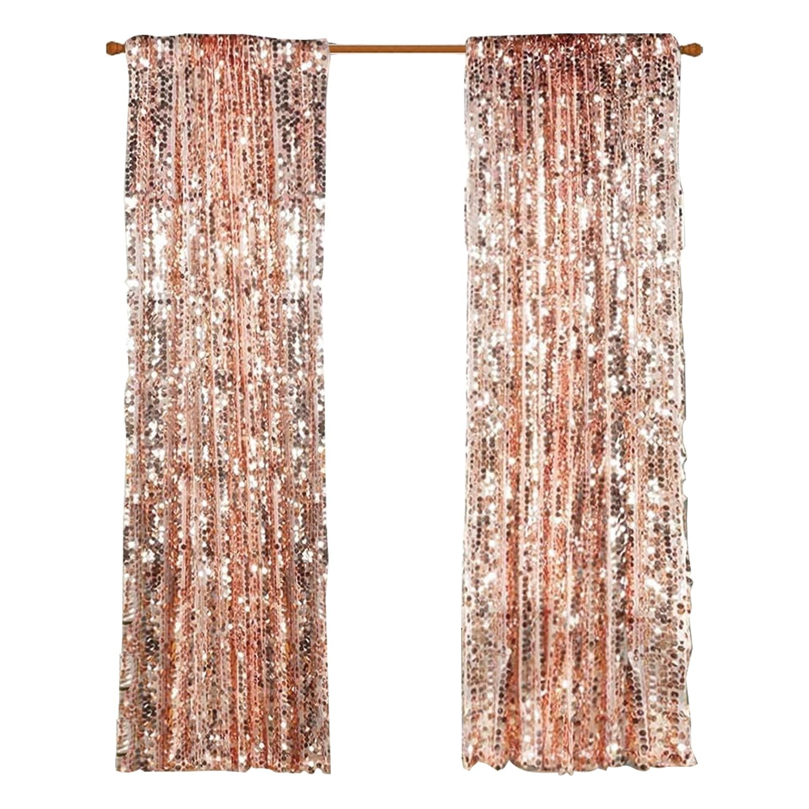 Rose Gold Sequin Backdrop Curtains Drapes Panels Party Decor 9x9ft Big Sequin