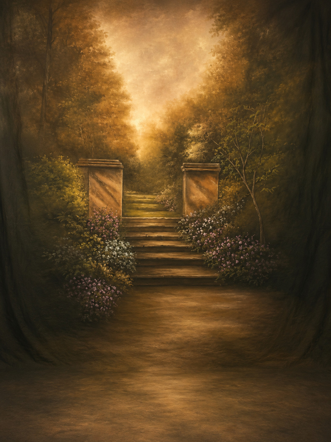 10*20 Ft Muslin 100% Airbrush Painted Romantic Garden Photo Background 42-118