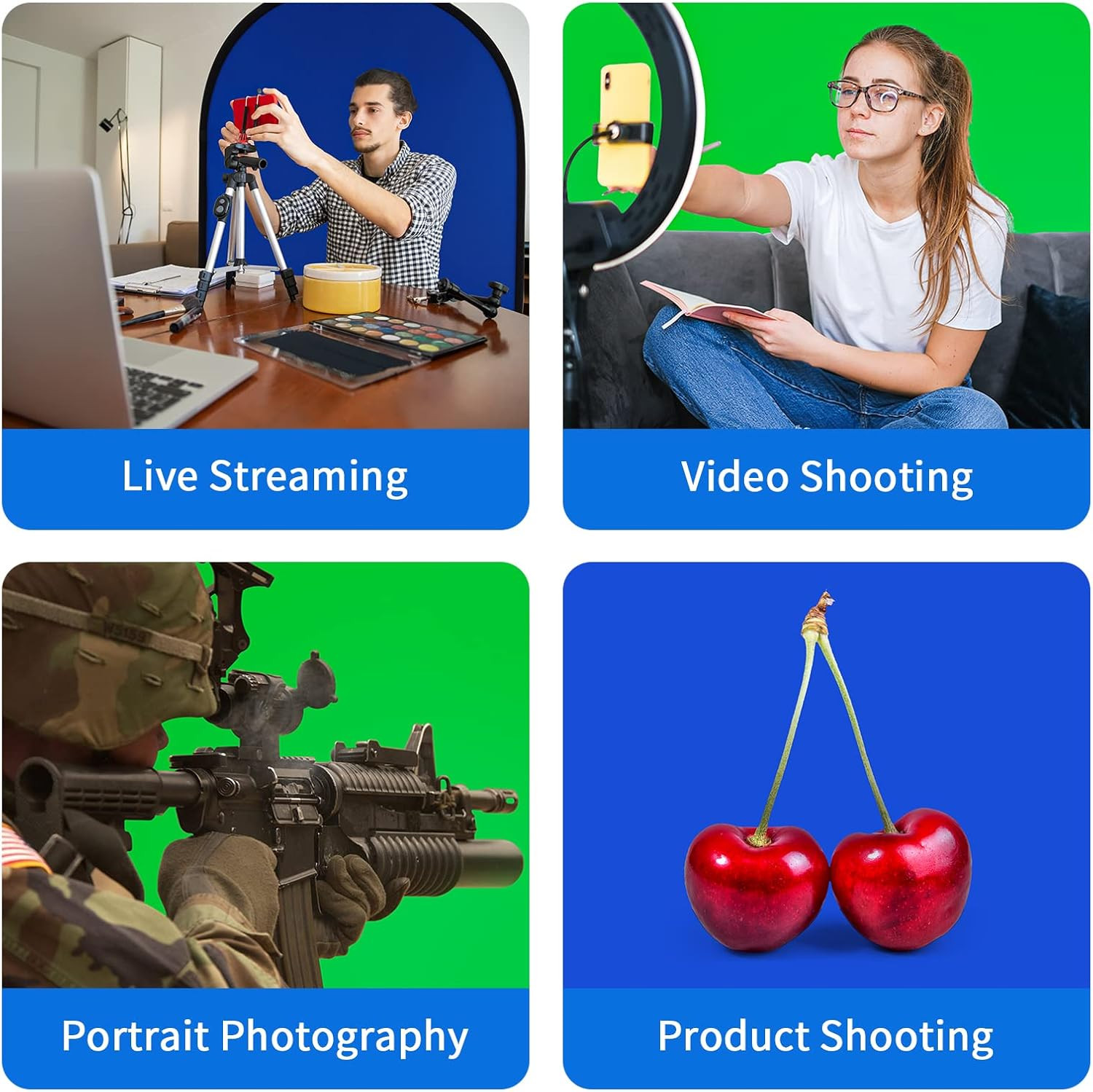 59X39.3 Inches Green Screen Backdrop for Photography, 2-In-1 Collapsible Backdro