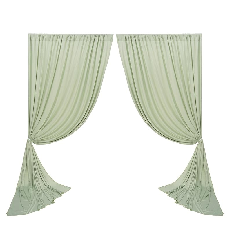 2 Packs 5.5x10ft Photography Backdrop Drapes, Sage Green, Wedding, Party, Stage