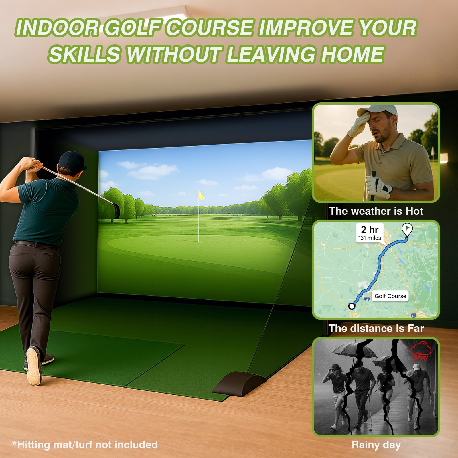 10 x 8 ft Golf Simulator Enclosure With Impact Screen Indoor Golf Training Cage