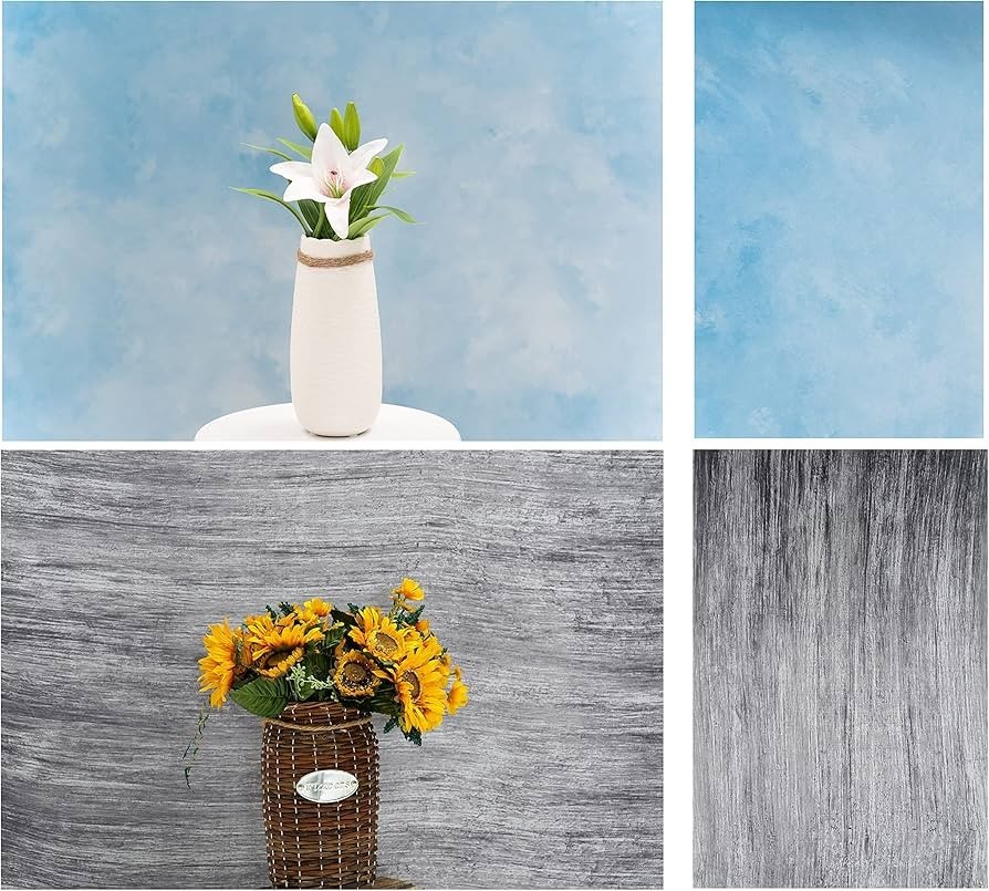 5x7ft Double Sided Abstract Light Blue Portrait Backdrop 2 in 1 Light Grey