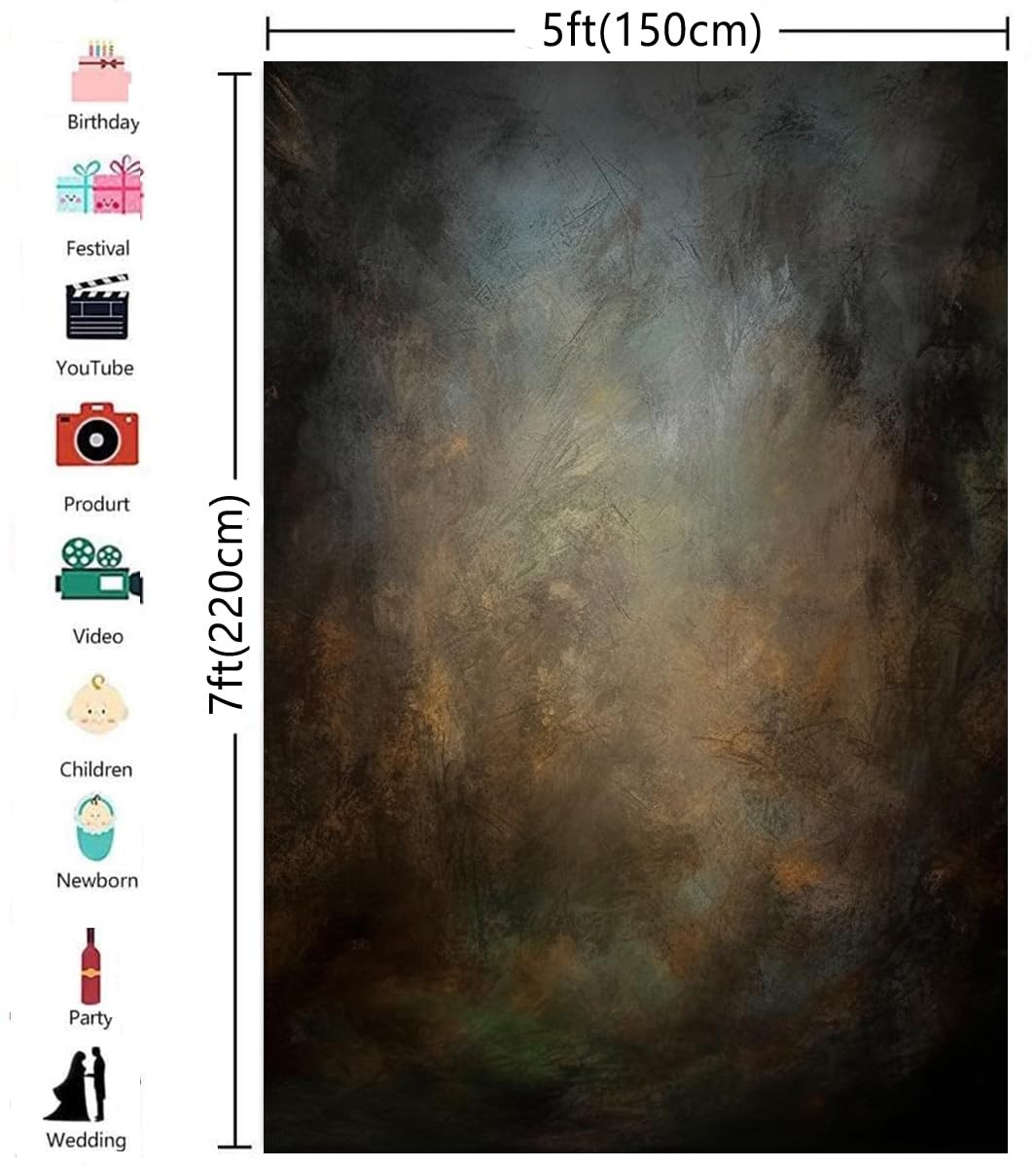 5x7ft Old Master Mottled Portrait Photography Backdrops 5x7ft, LM-06105