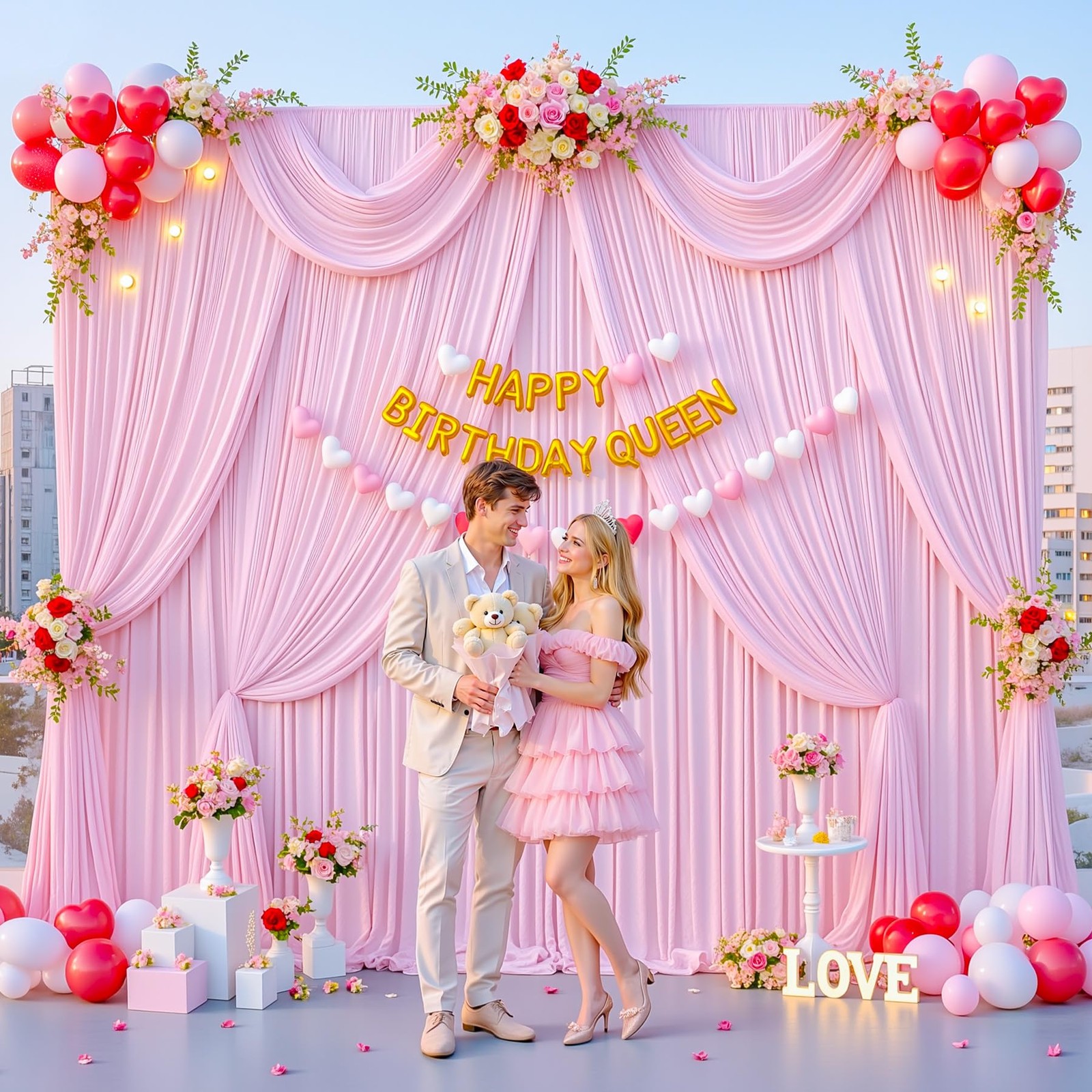 50x10ft Pink Photo Backdrop 50 ft X 10 ft(10 Panels 5ft X 10ft),