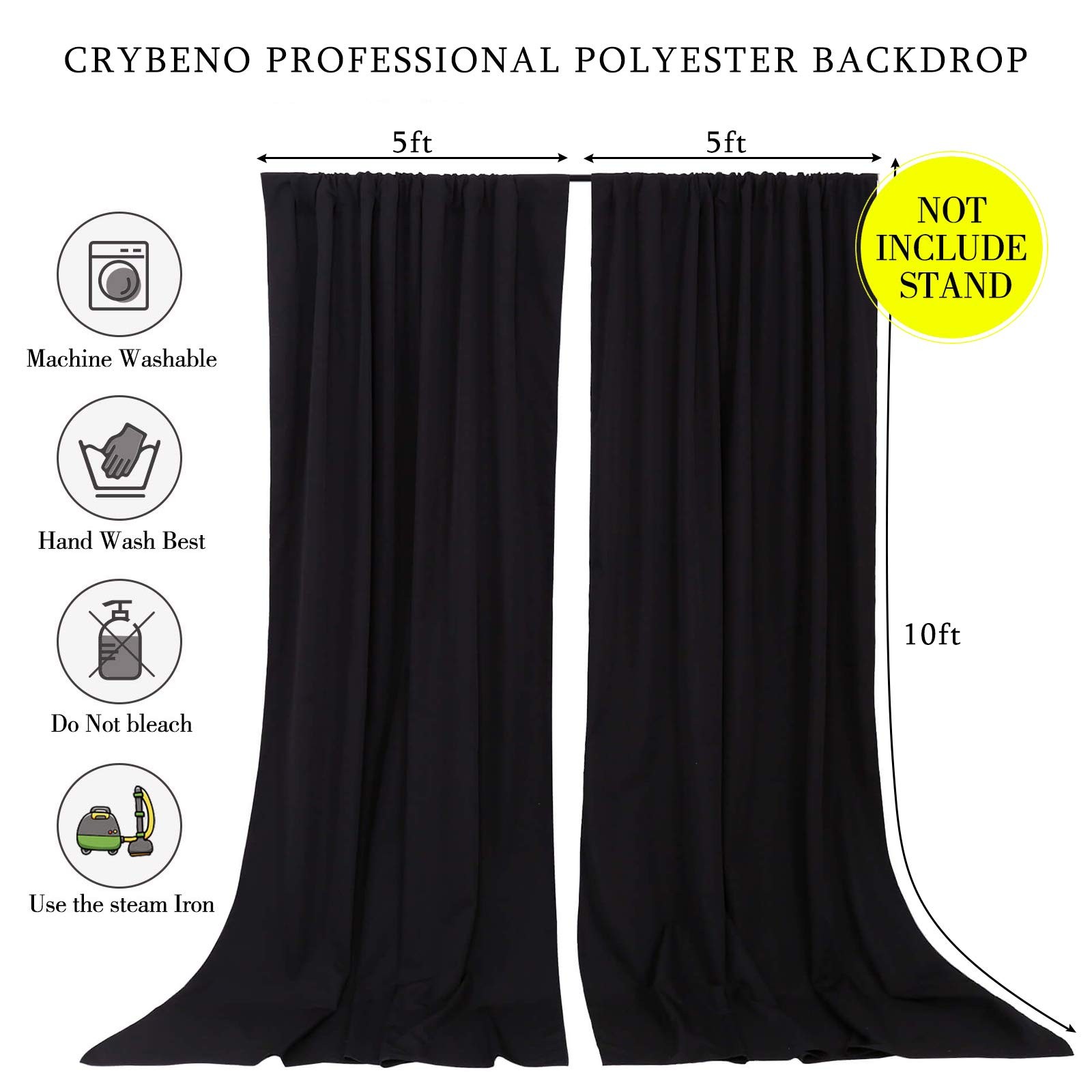 Black Backdrop Curtains 2 Panels 5ft x 10ft 2 x 10ft,