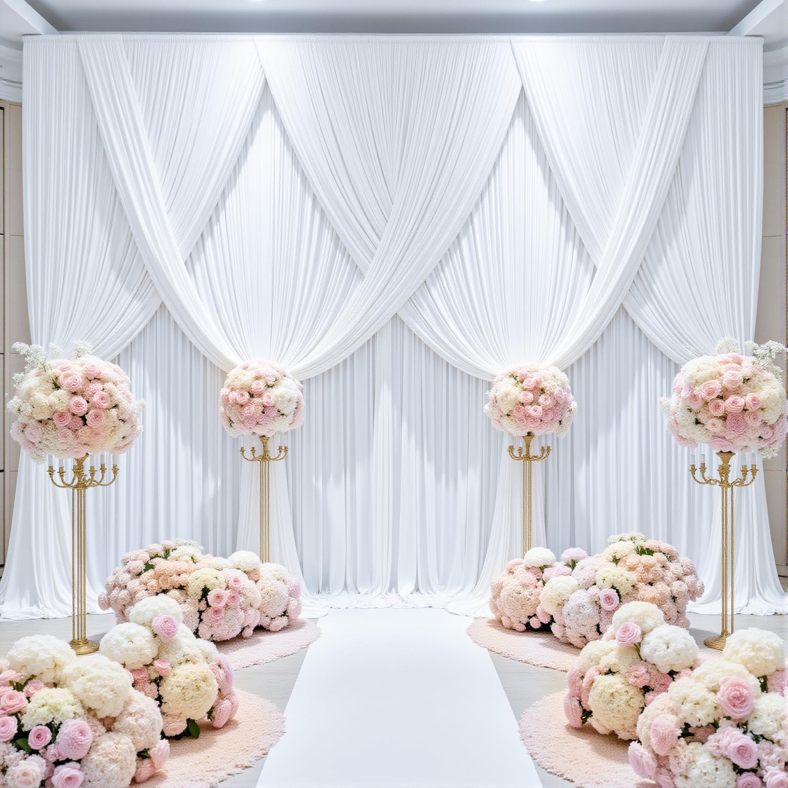 10x12ft White Backdrop Curtains Wrinkle Free Fabric Drapes Wedding Photo Decor