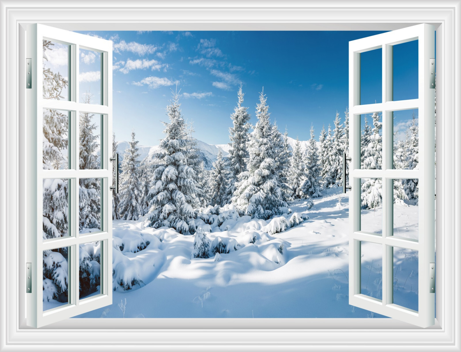 10x8ft Window Winter Forest Nature Landscape Vinyl Backdrop Photo Background