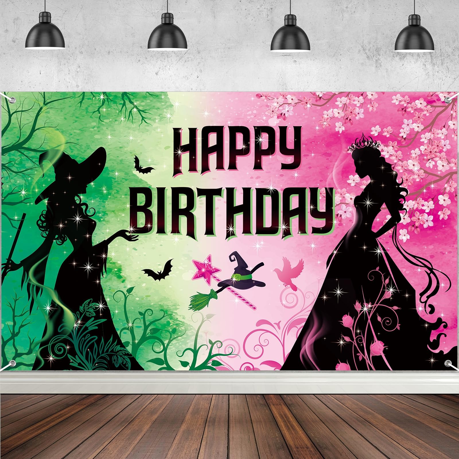 Pink and Green Birthday Backdrop 72.8 inches x 43.3 inches, pink green