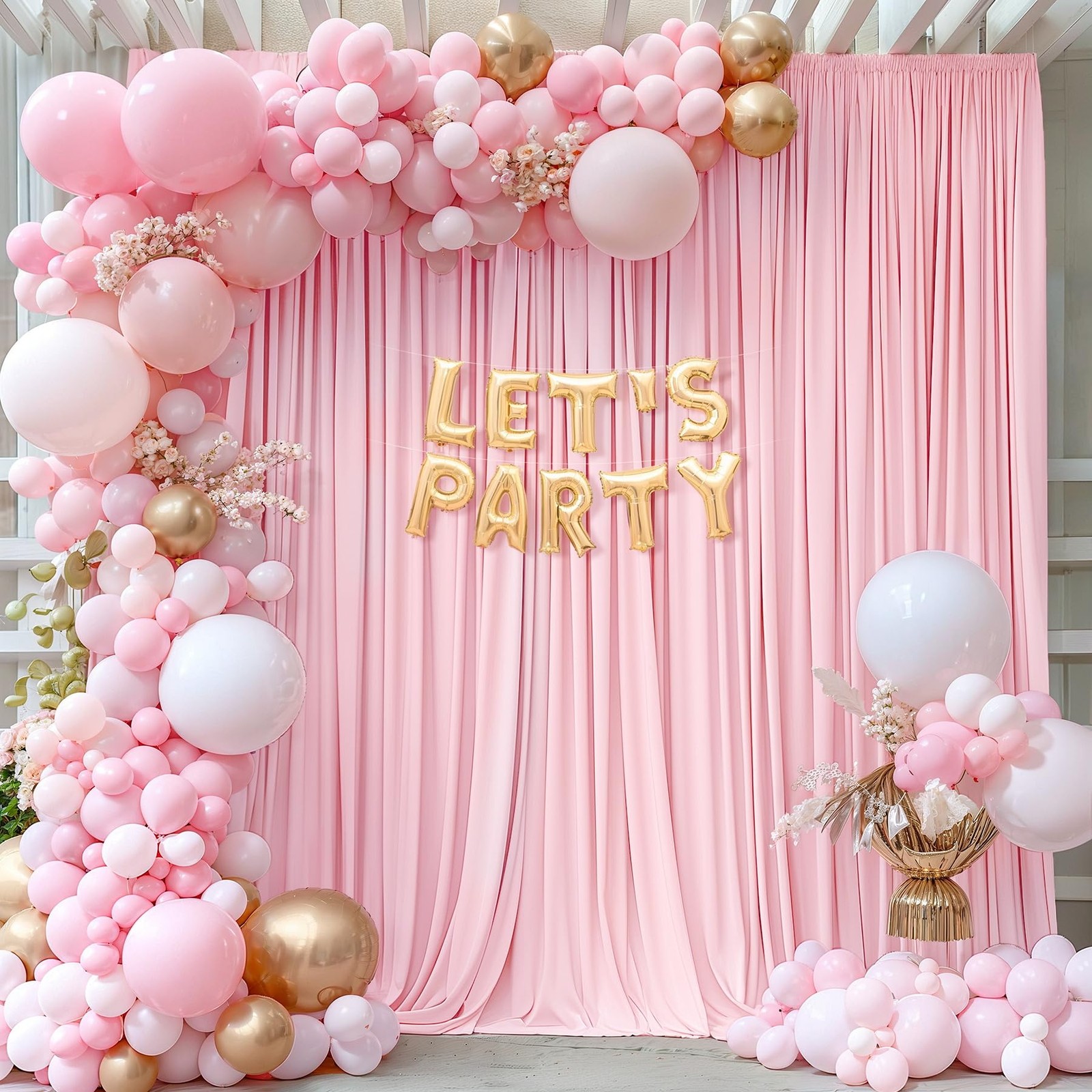 Best 8 x 10 ft Baby Pink Backdrop Curtains Photo Background Panels Wrinkle Free