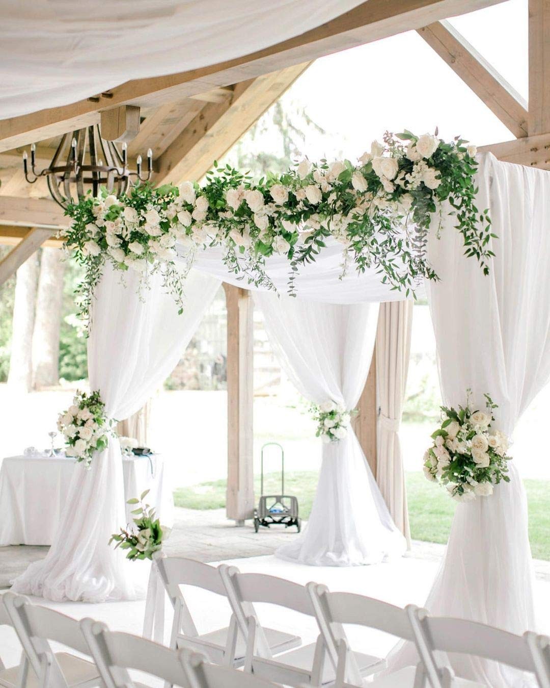 2 PCS 5x10FT White Chiffon Backdrop Curtain 10x10FT Photo Drape Party Decor
